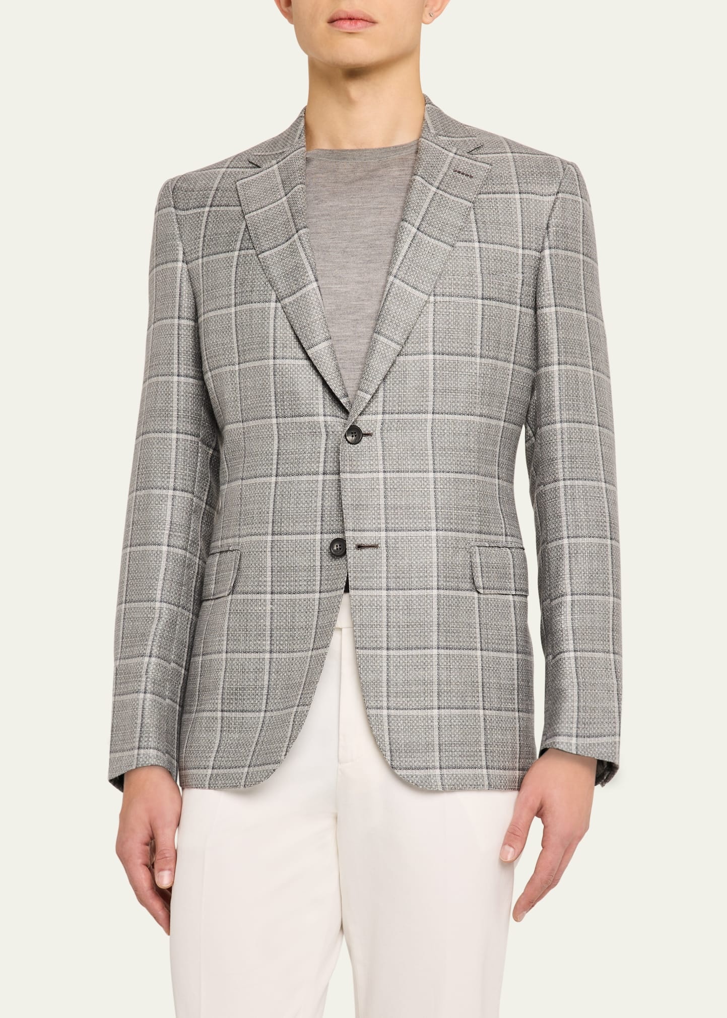 Men's Cashmere-Blend Plaid Sport Coat - 4
