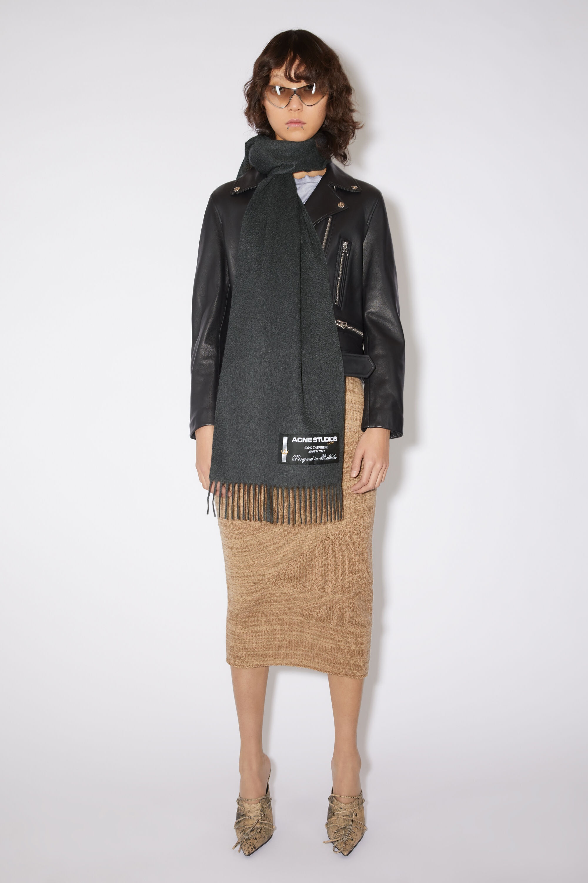 Cashmere fringe scarf - Anthracite grey - 2