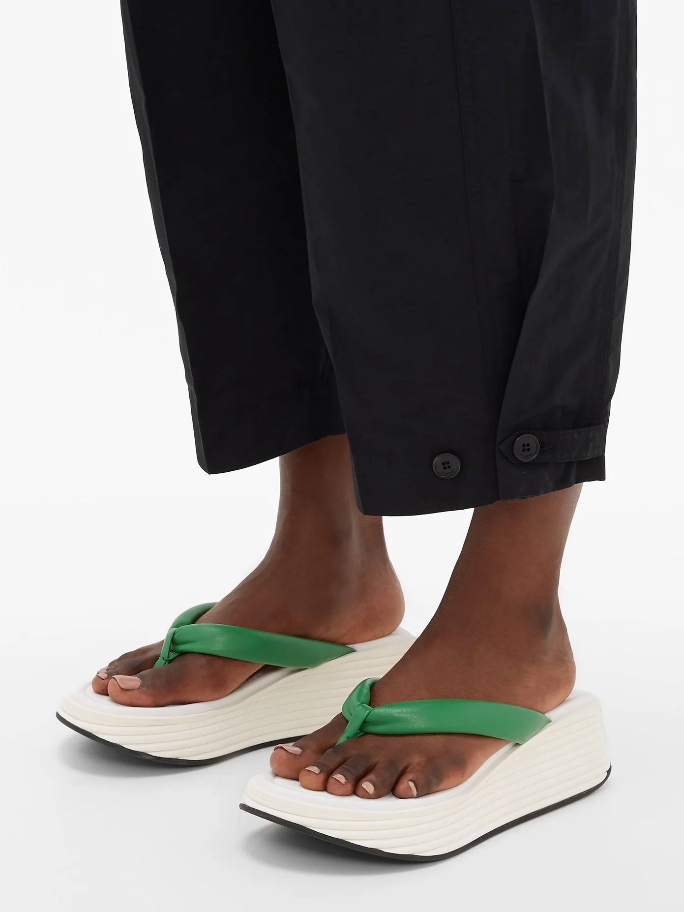 Kyoto platform-sole leather flip-flops - 3