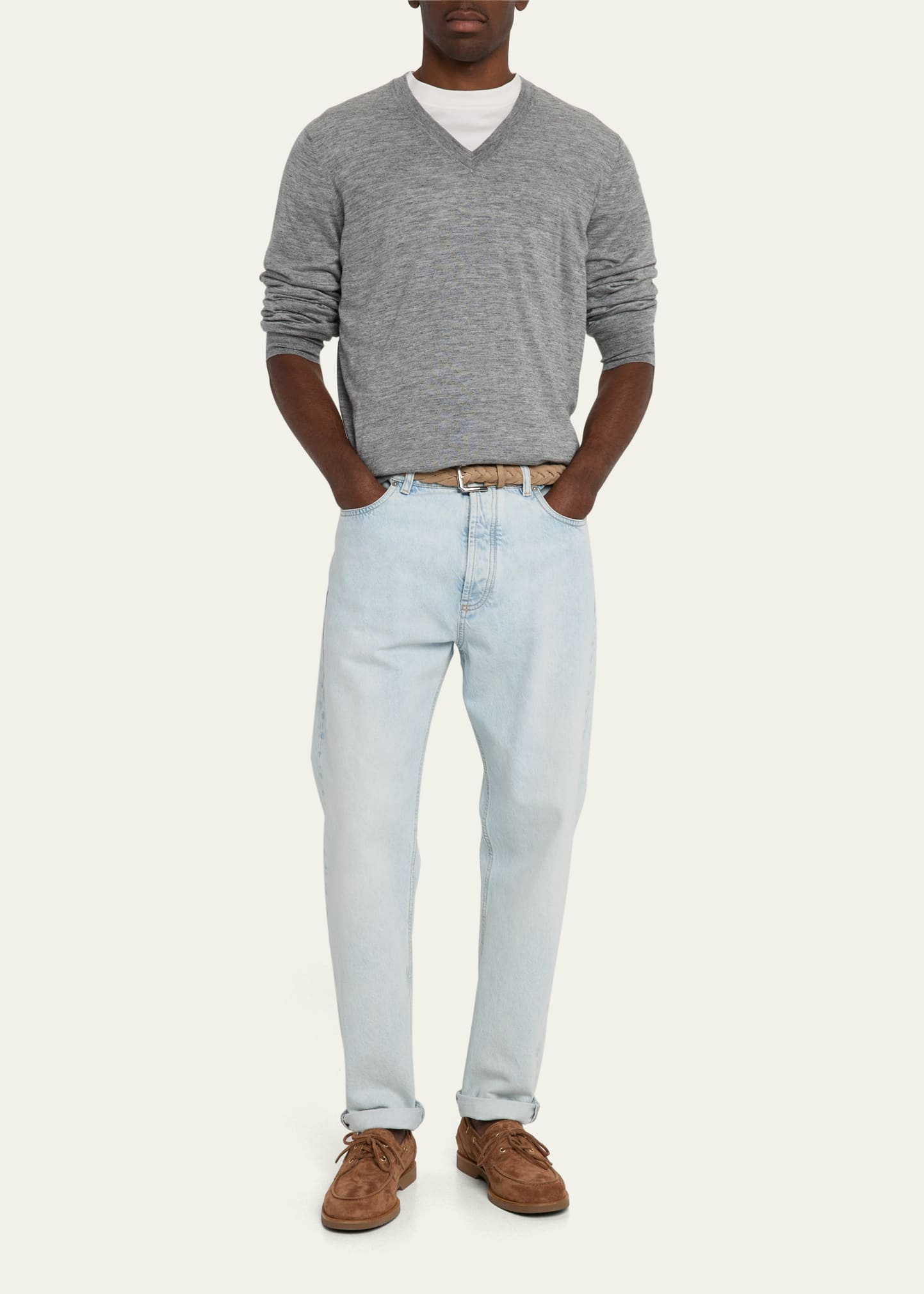 Men's Cashmere-Blend V-Neck Sweater - 2
