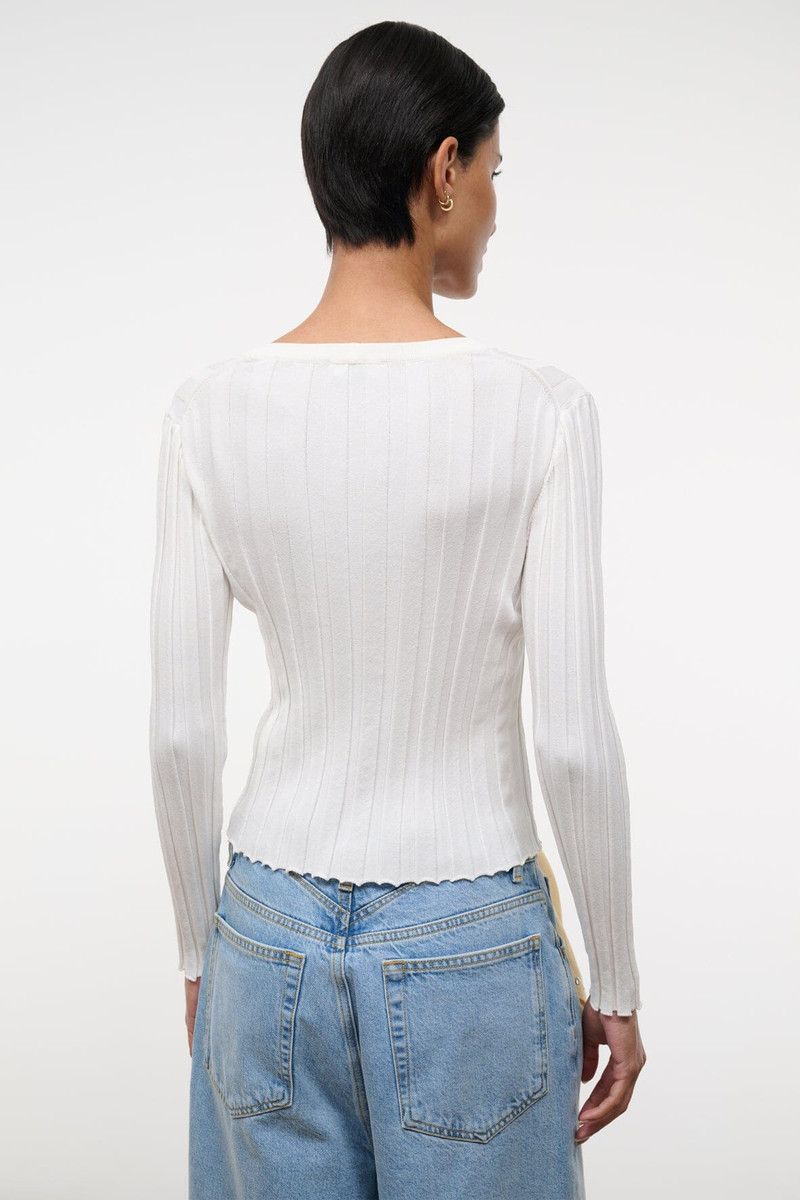 STAUD EZRA CARDIGAN IVORY 4