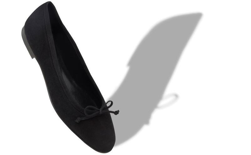 Manolo Blahnik Black Suede Ballerina Flats outlook