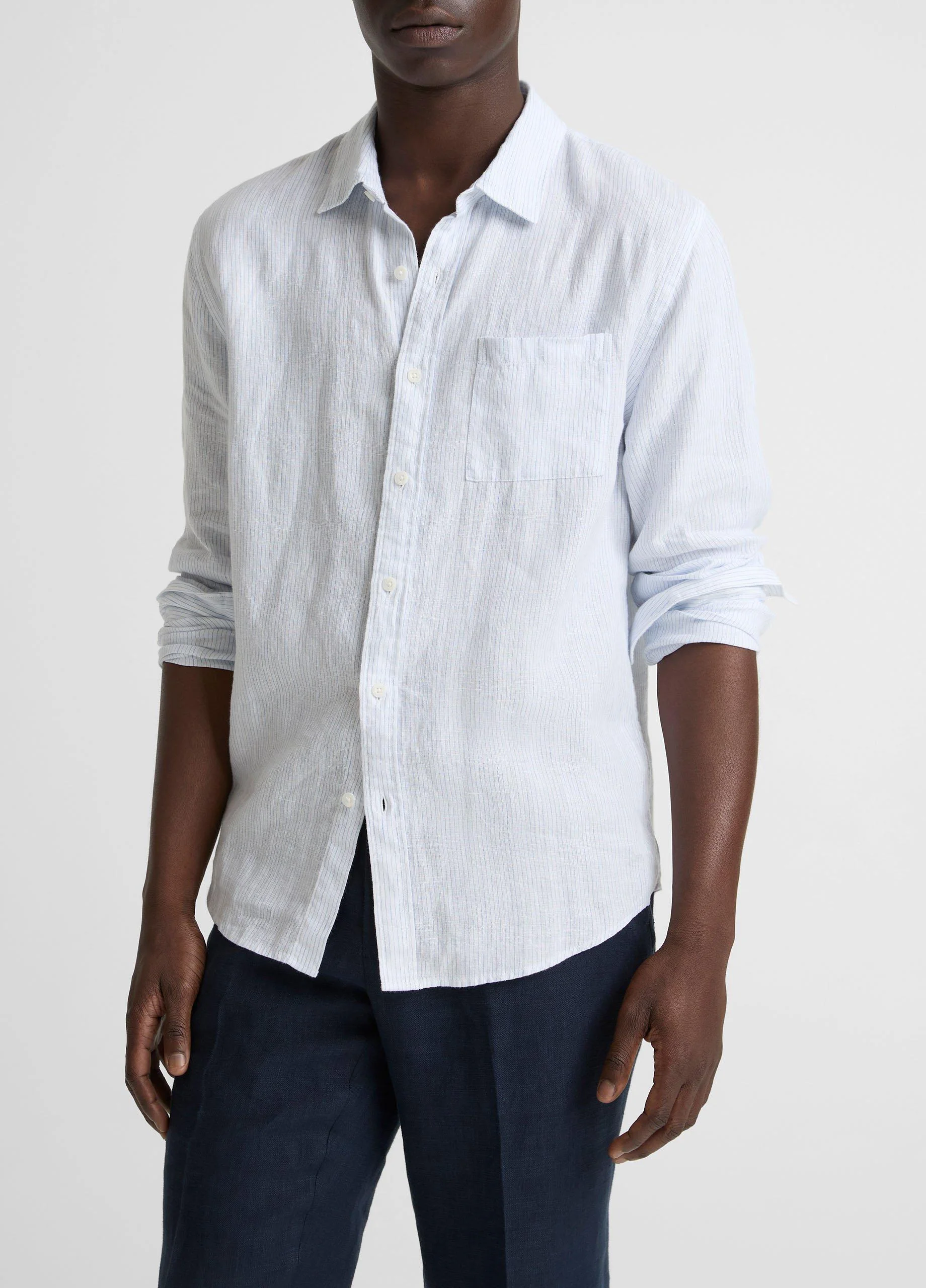 Tate Stripe Linen Button-Front Shirt - 1