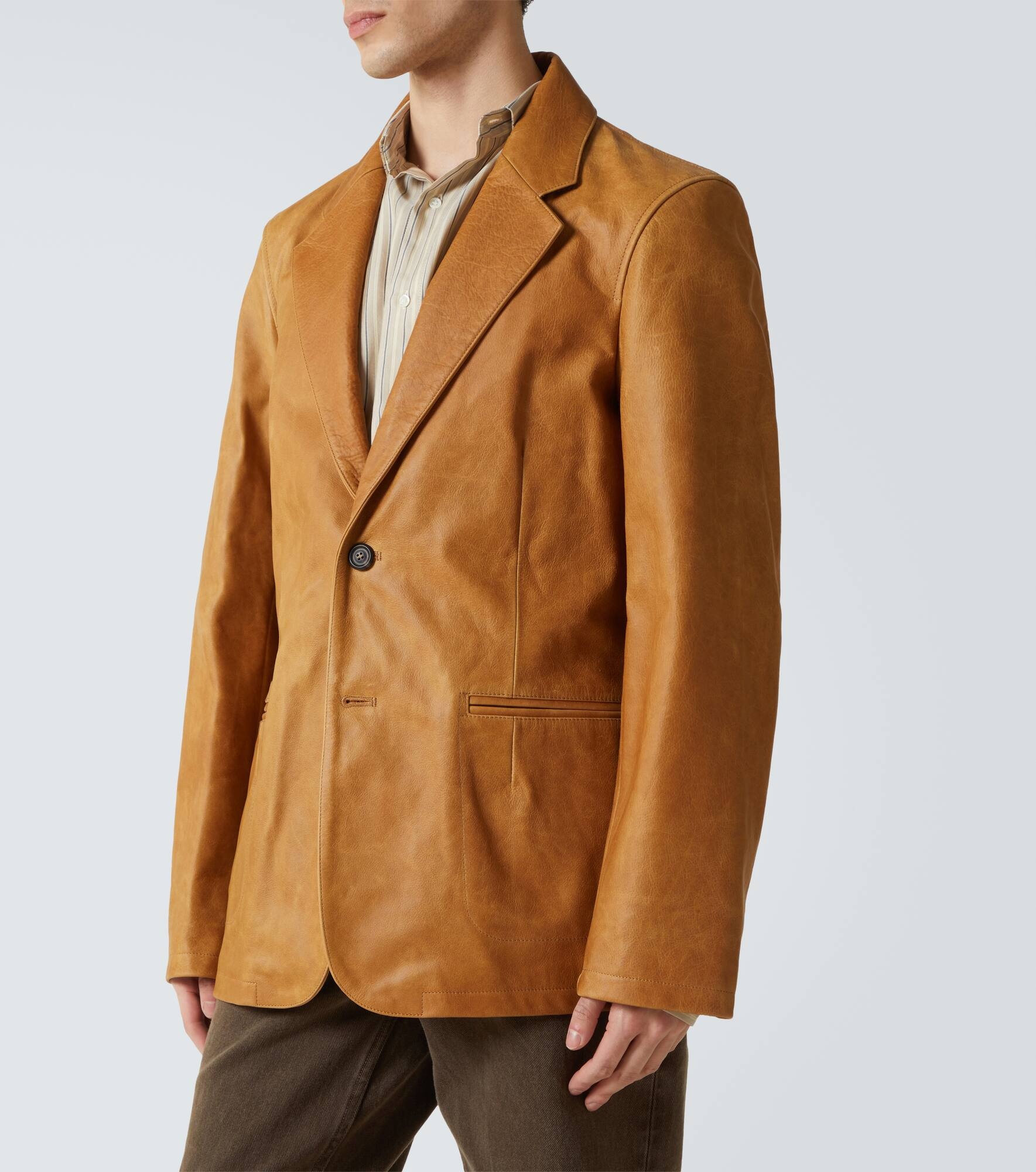Opening leather blazer - 3