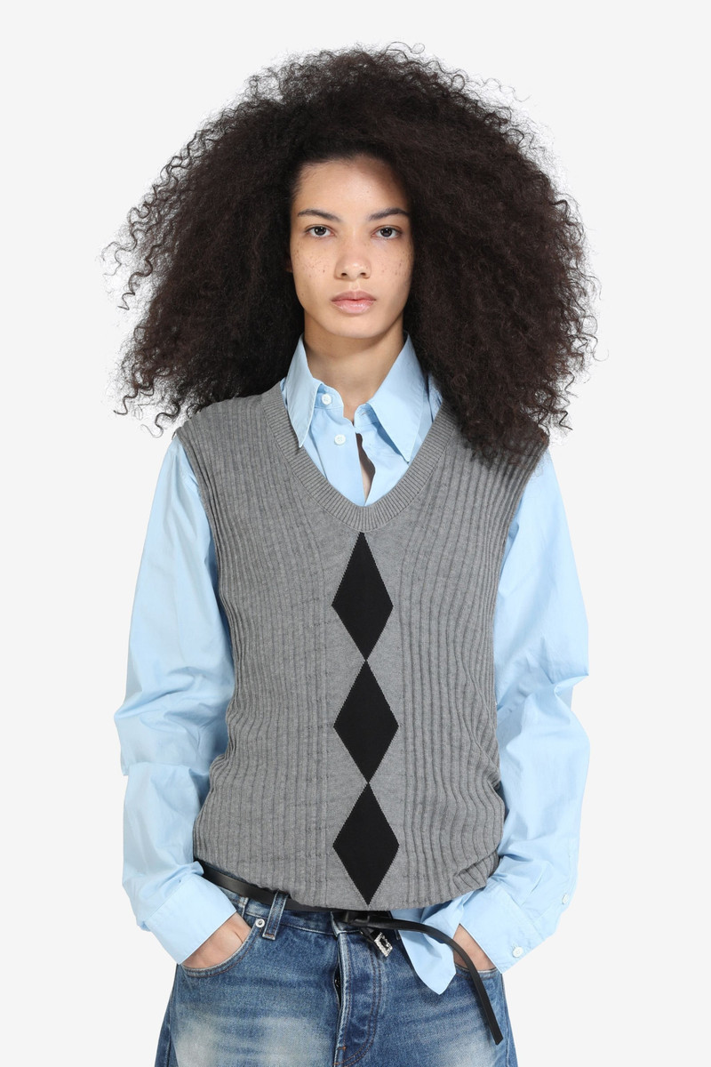 DIAMOND-JACQUARD COTTON VEST 1