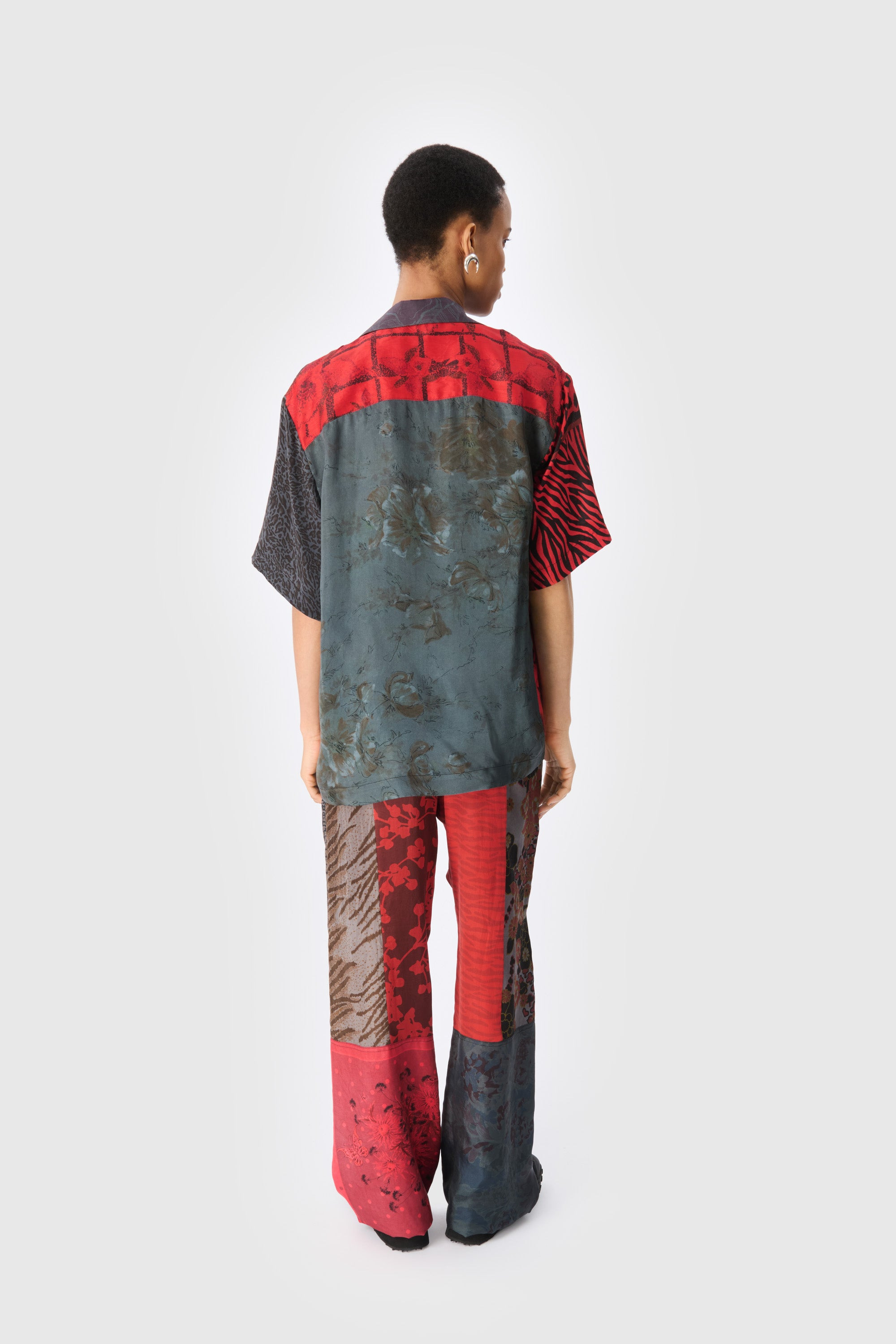 Upcycled Silk Scarves Drawstring Trousers - 7