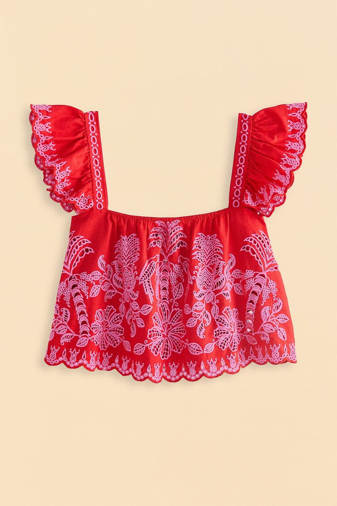 Red Palm Tree Richelieu Blouse - 6