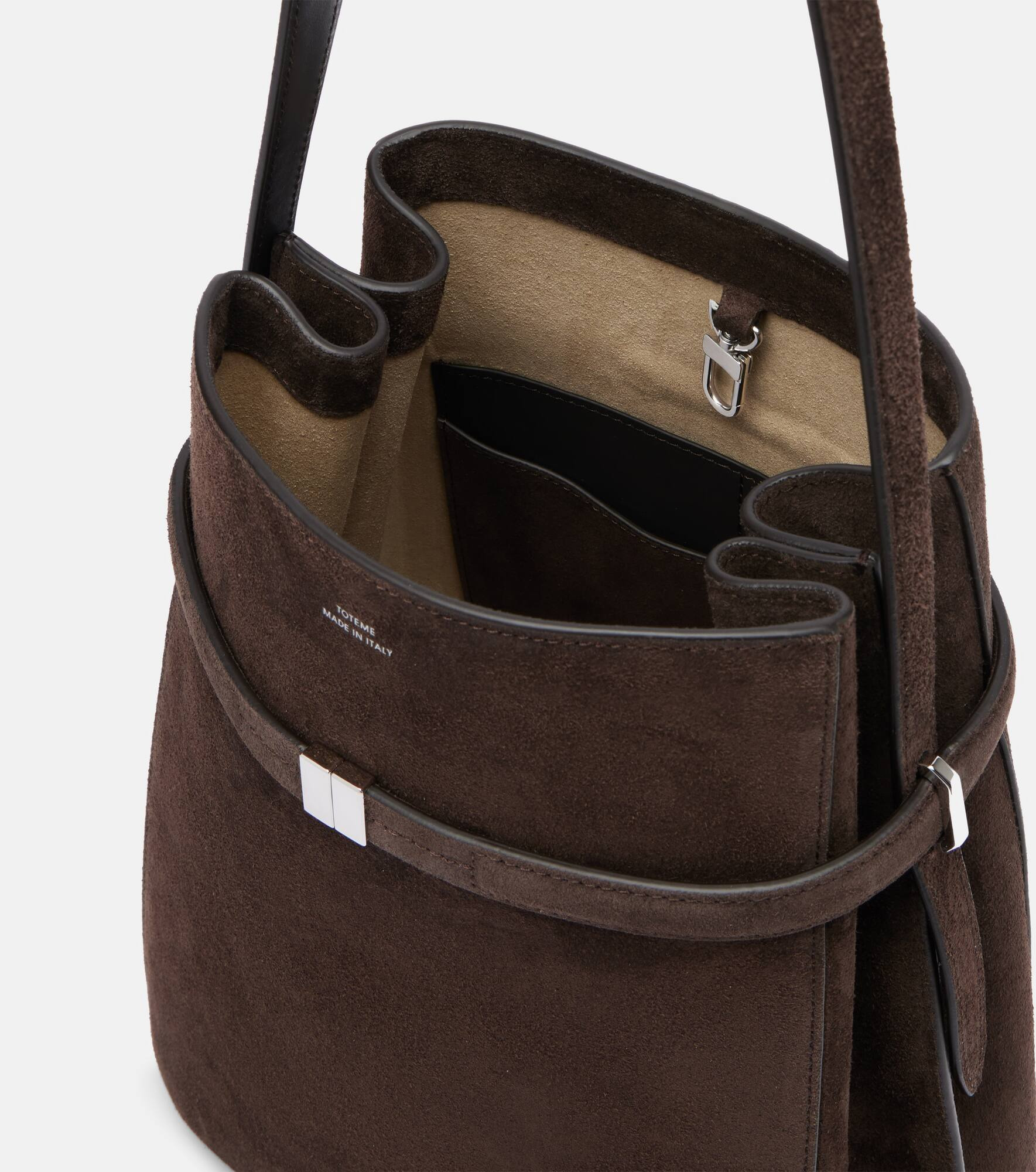 Belted suede bucket bag - 3
