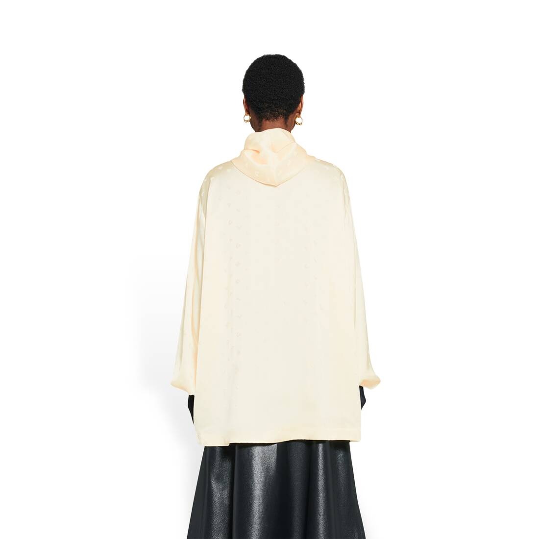 Women's Logo Letters All Over Hooded Blouse in Off White - 4