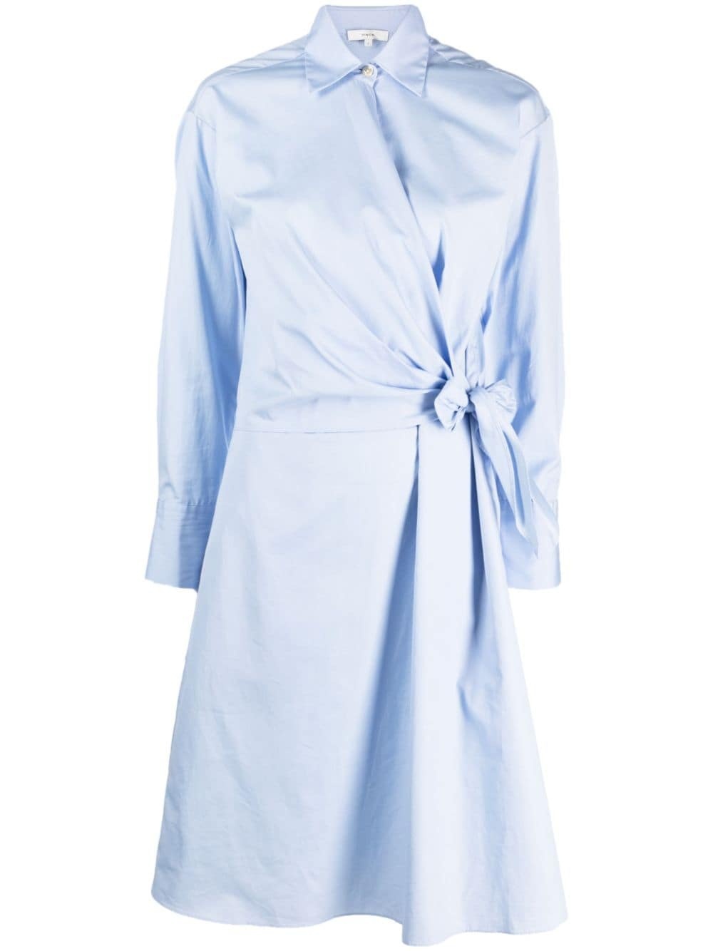 long-sleeved cotton wrap dress - 1