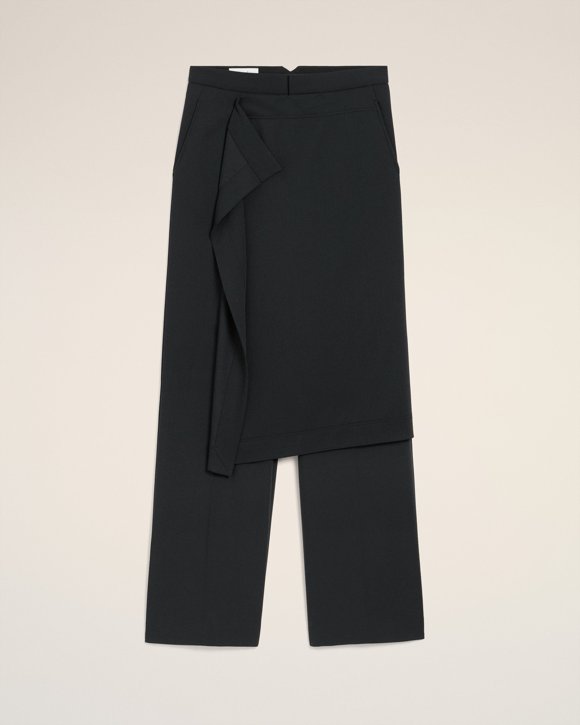 BLACK WOOL PANEL LARGE TROUSERS - 2