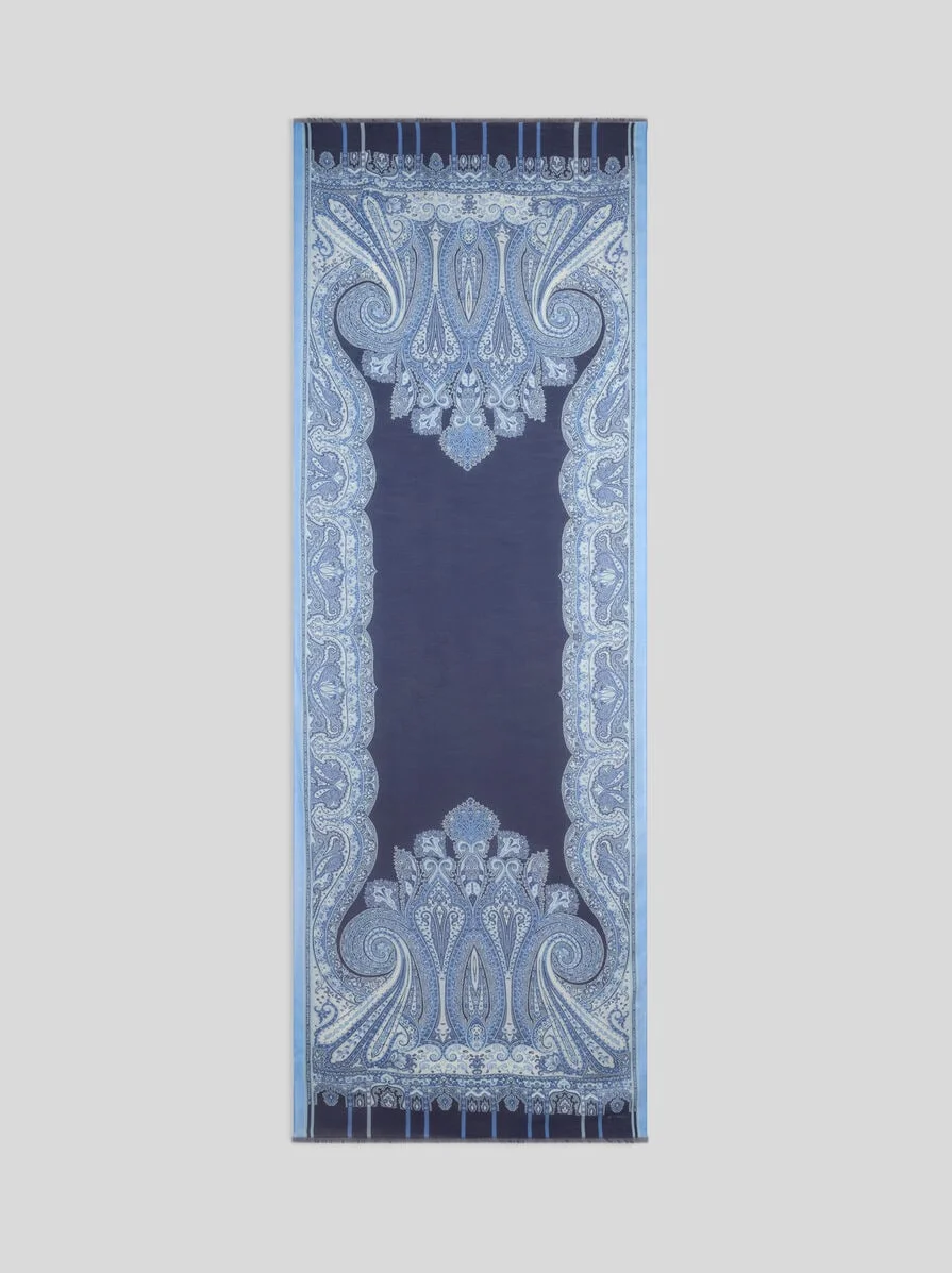 CHEVRON MODAL AND CASHMERE SCARF WITH PAISLEY MOTIF - 1