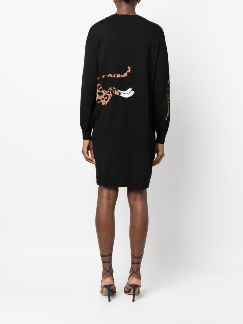 leopard-print knitted jumper dress - 4