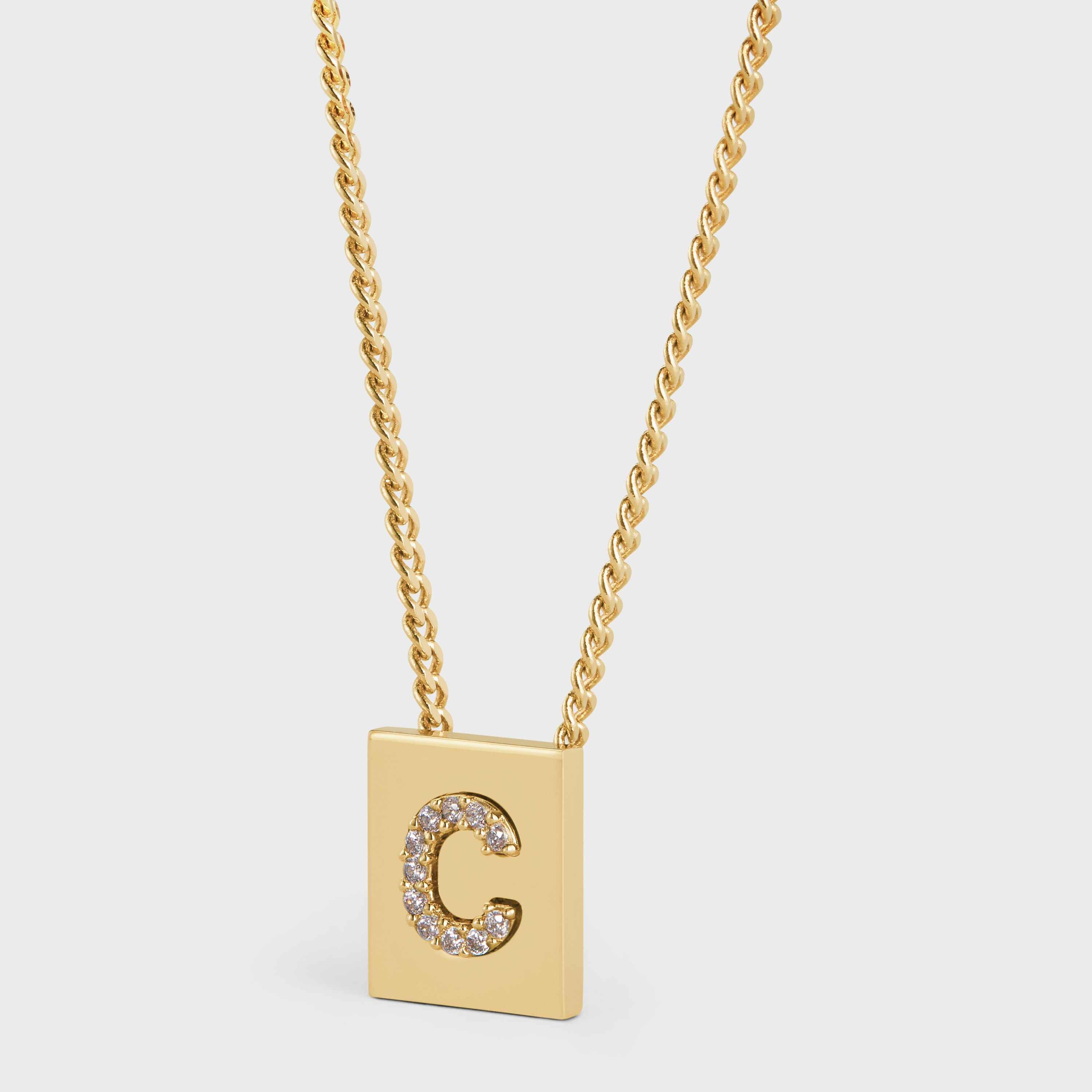 Alphabet Strass C Necklace in Brass with Gold FInish and Crystals - 1