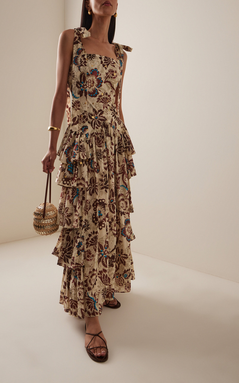 SIEDRÉS Mindy Ruffled Cotton Maxi Dress multi outlook
