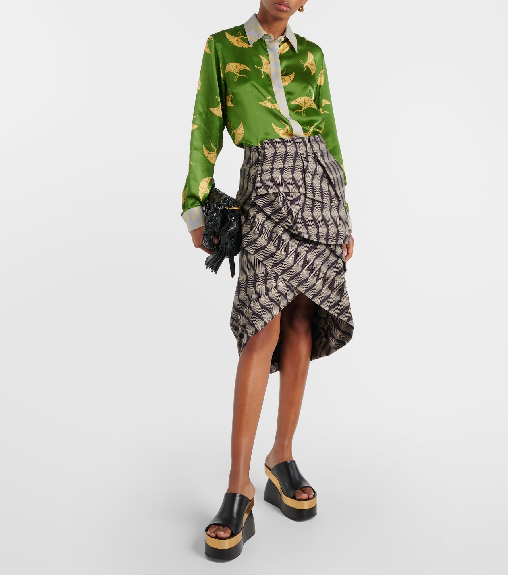 Printed silk-blend satin shirt - 2