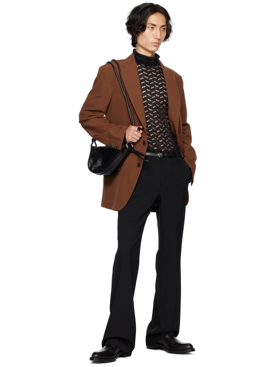 Brown Two-Button Blazer - 4