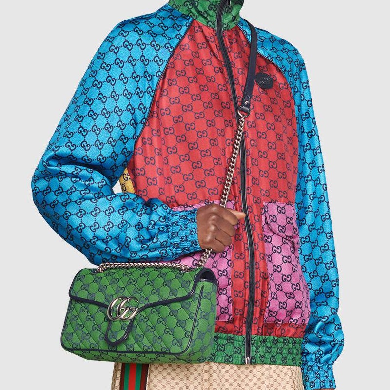 (WMNS) Gucci Leather GG Marmont Multicolor Logo Single-Shoulder Bag Small Green/Blue 443497-2UZCN-33 - 10