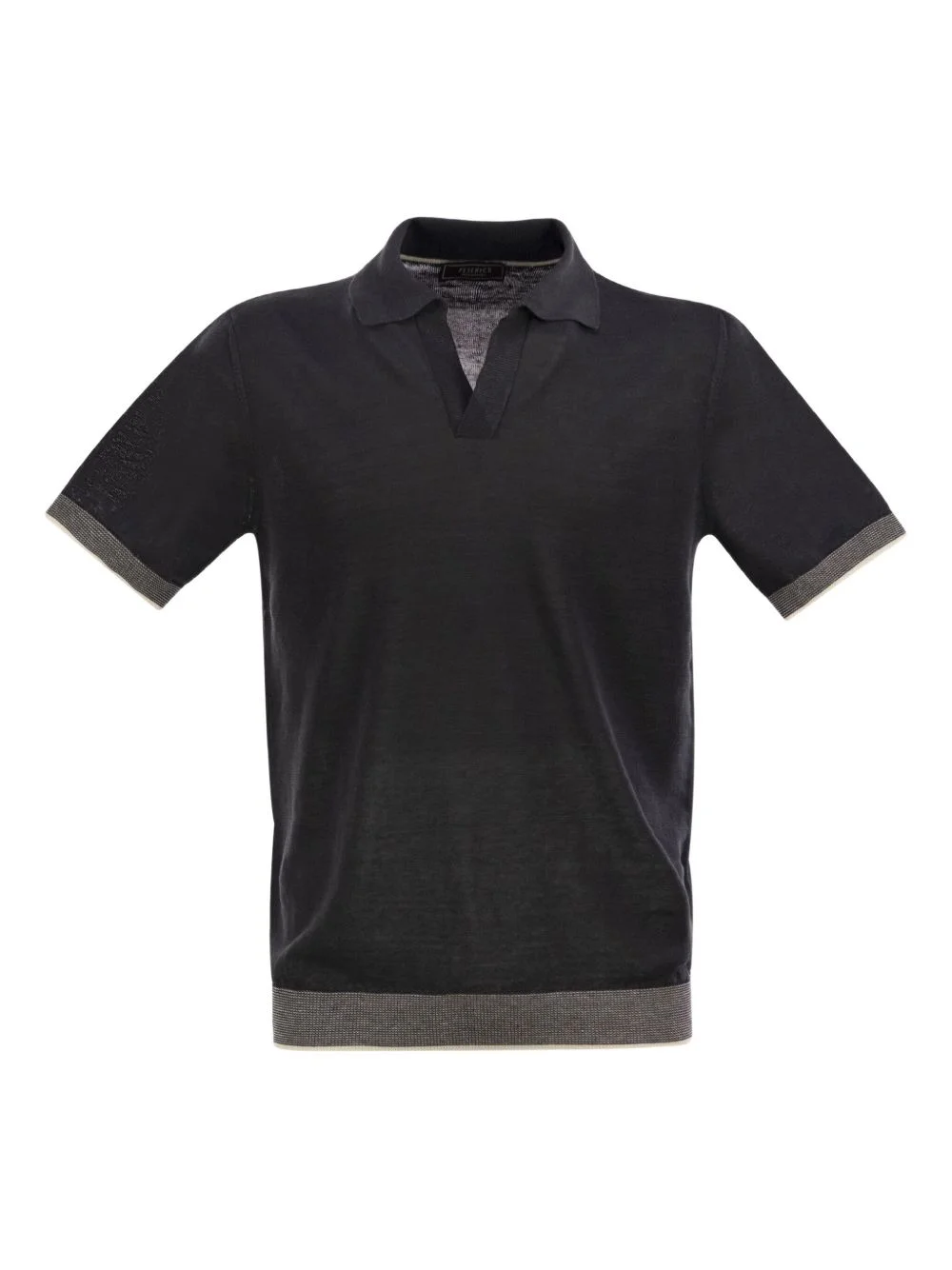 ribbed trim polo shirt - 1
