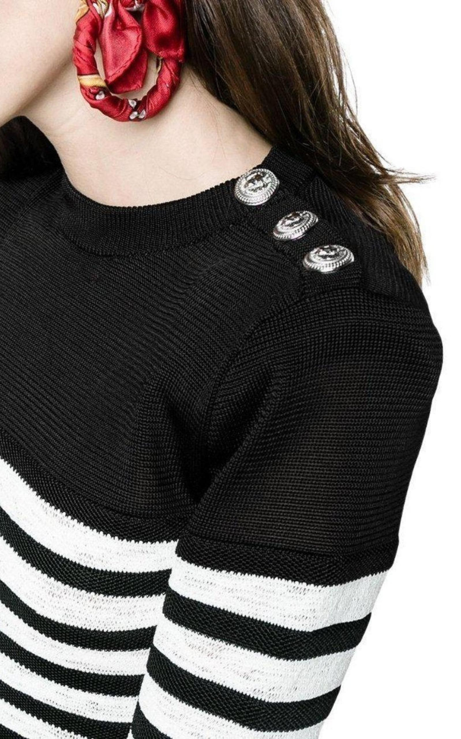Crew Neck Stripe Long Sleeve Jumper - 4