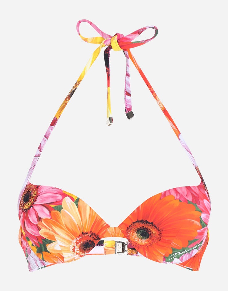 Push-up bikini top with gerbera-daisy print - 1