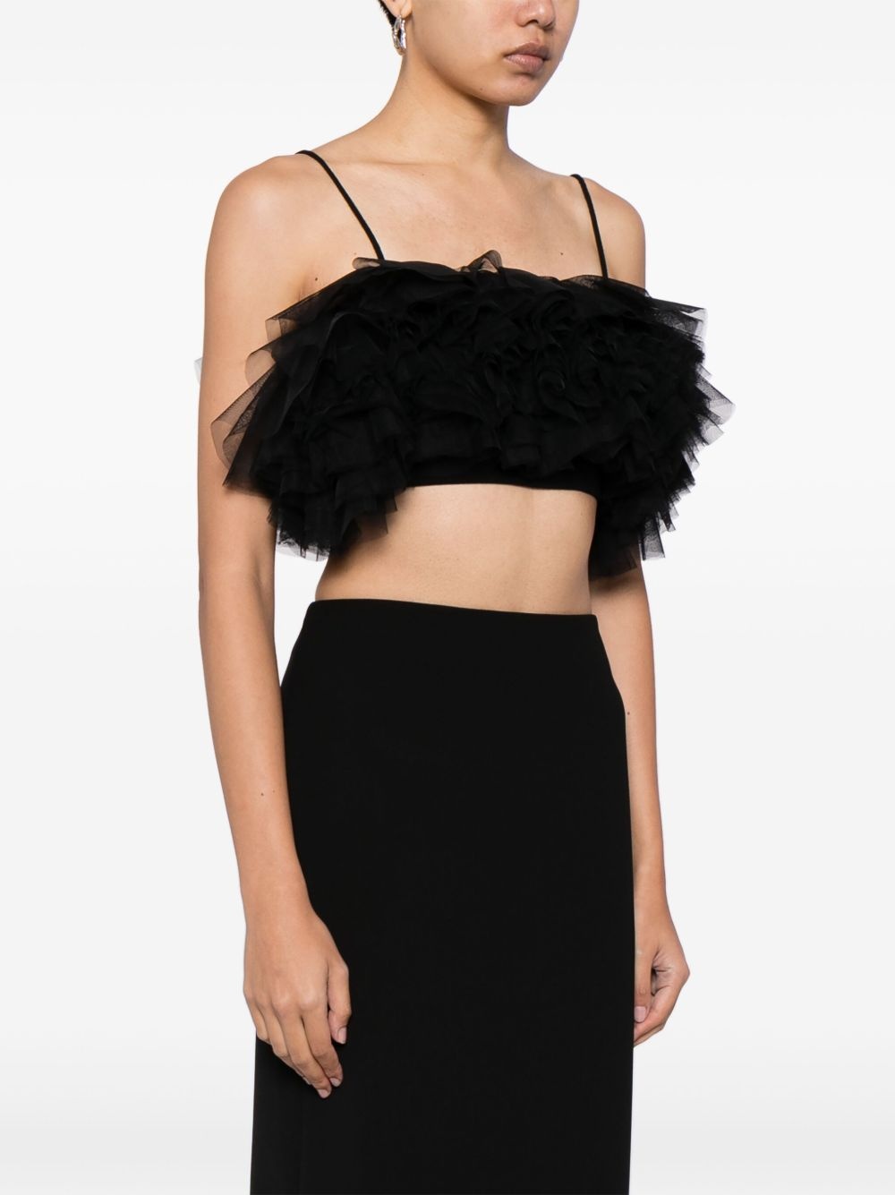 Ruffle sleeveless crop top - 3