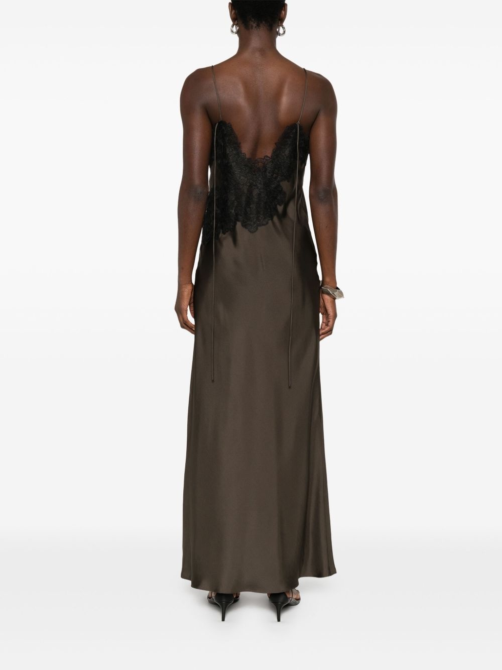 lace-detail silk maxi dress - 4