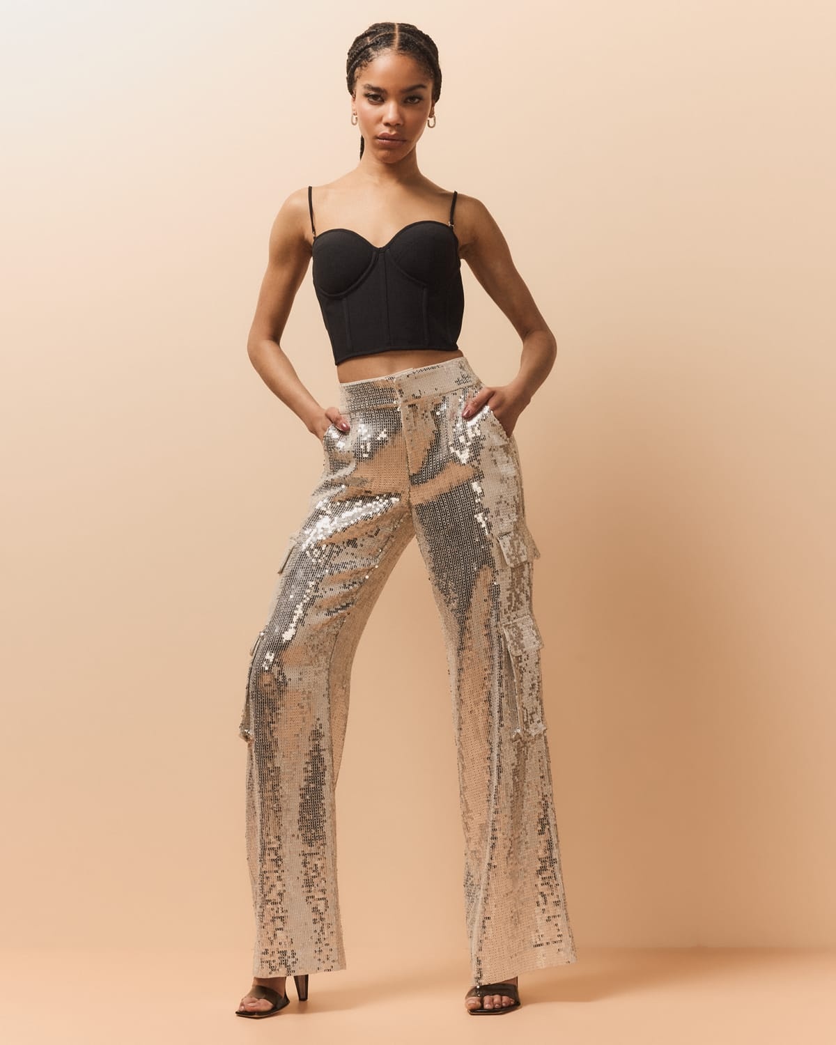 Hayes Sequined Wide-Leg Cargo Pants - 3