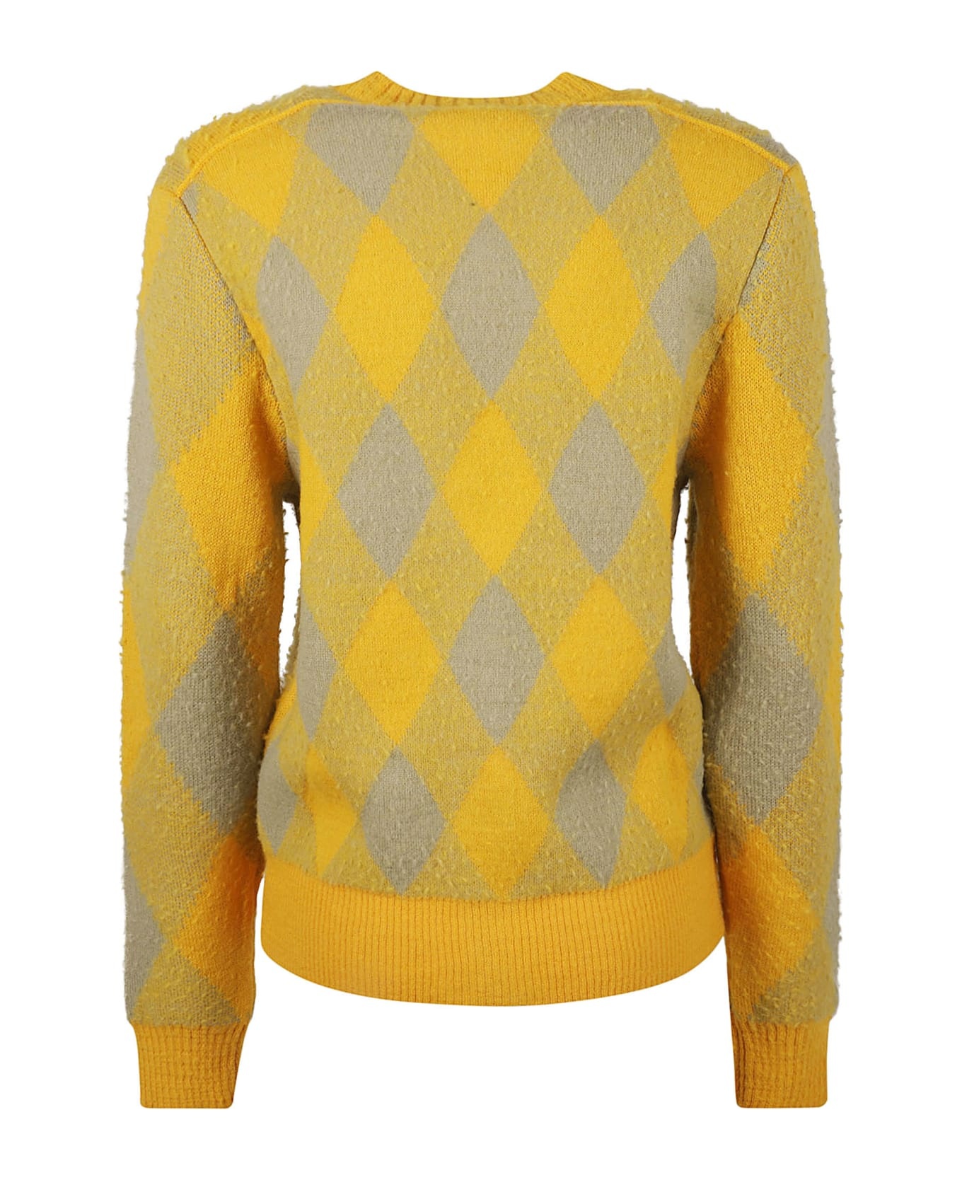 Diamond Patterned Rib Trim Cardigan - 2