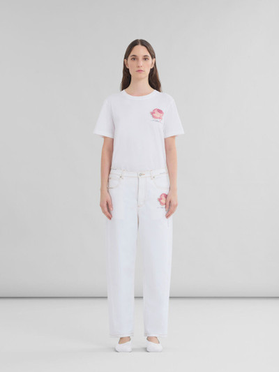 Marni WHITE DENIM TROUSERS WITH FLOWER PATCH outlook