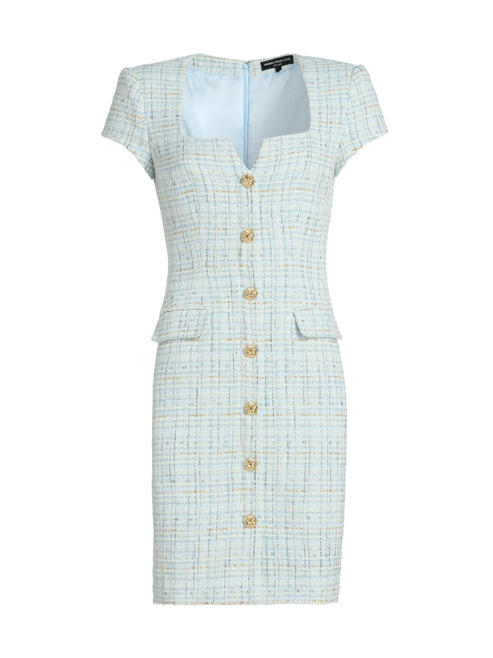 Women's Sierra Tweed Minidress - Aqua Melange - 1