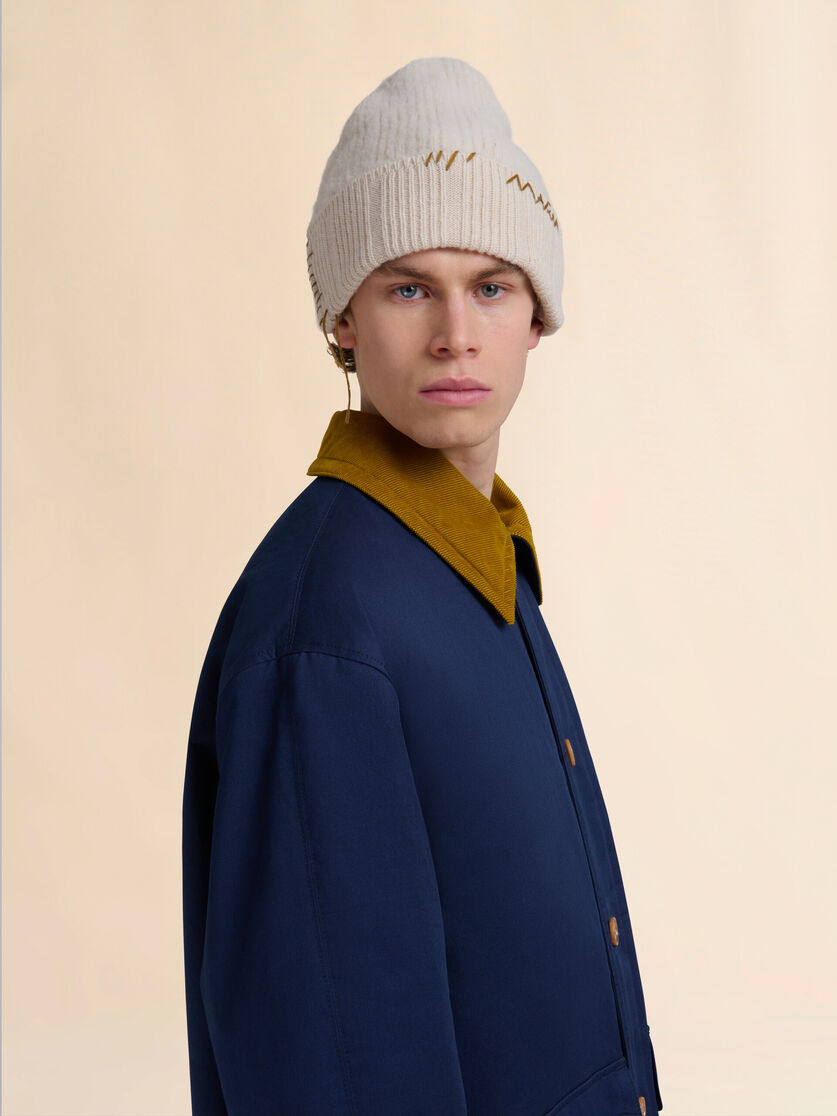 BEIGE WOOL-CASHMERE BEANIE WITH MARNI MENDING - 2