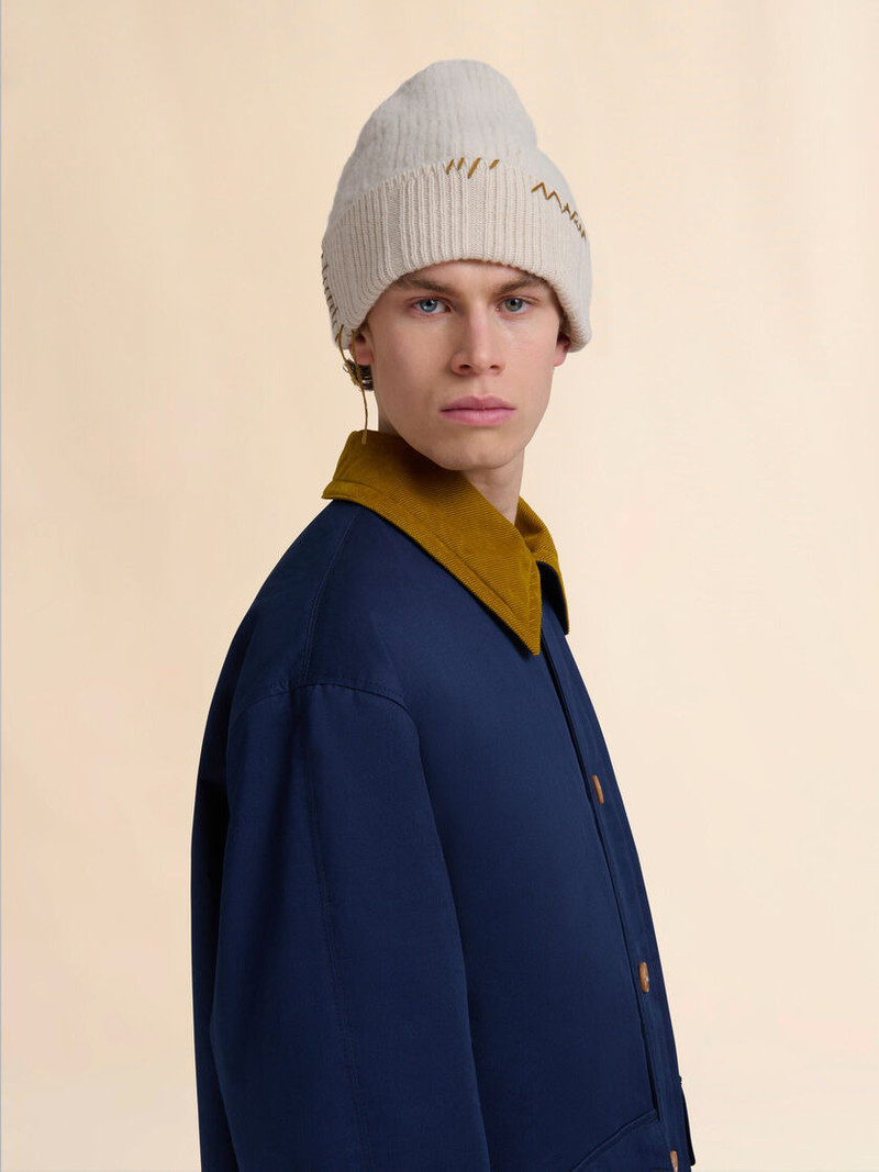 Marni BEIGE WOOL-CASHMERE BEANIE WITH MARNI MENDING outlook
