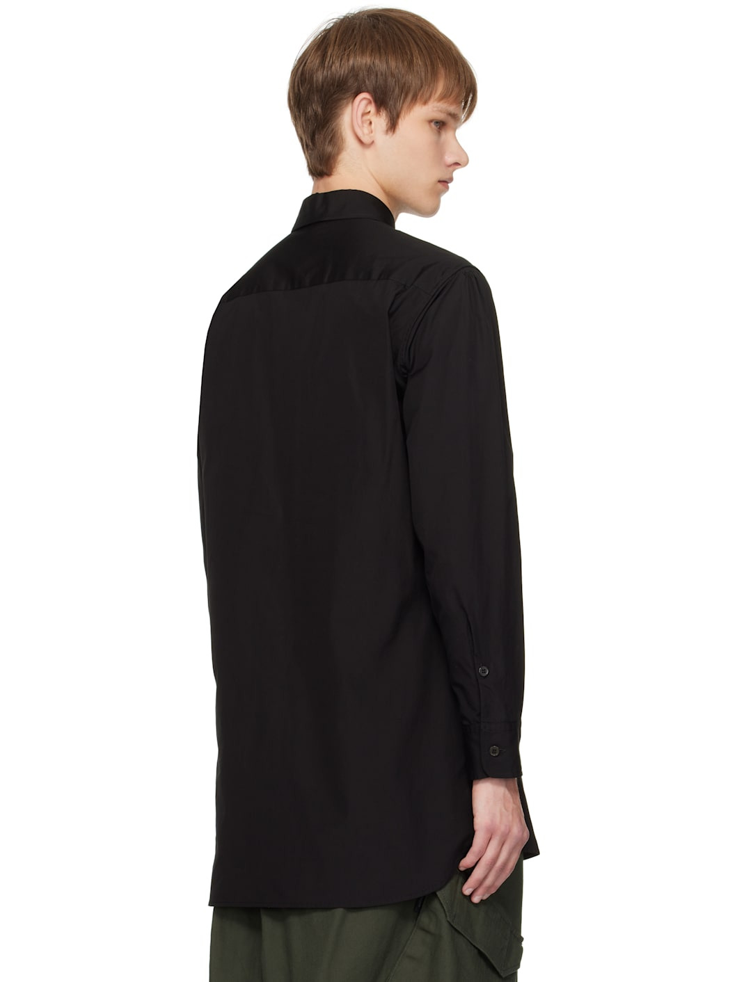 Black 100/2 Broad Triple Collar Shirt - 3