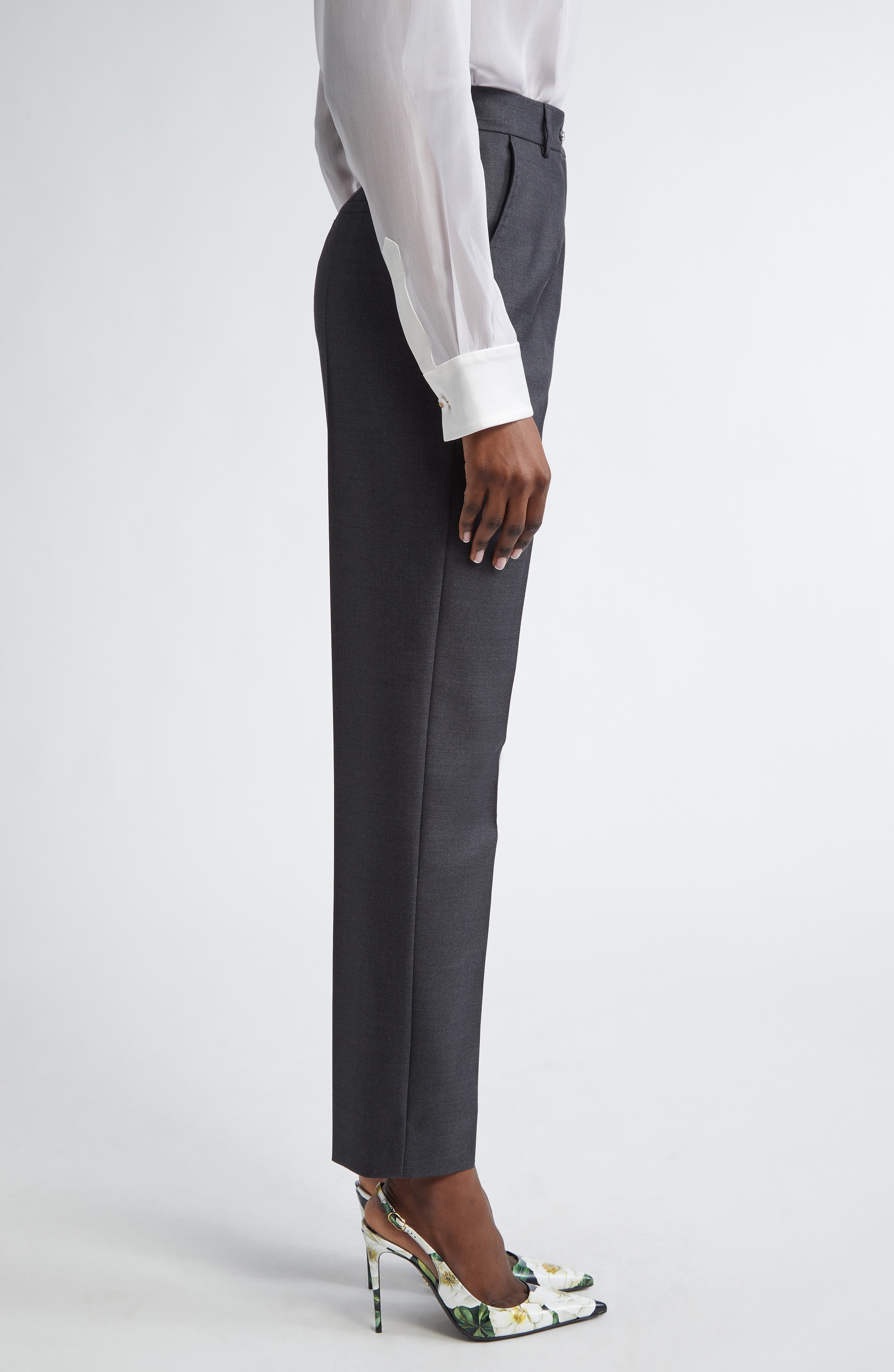 Dolce&Gabbana Tailored Virgin Wool Pants in S8290 Melange Grigi at Nordstrom - 4
