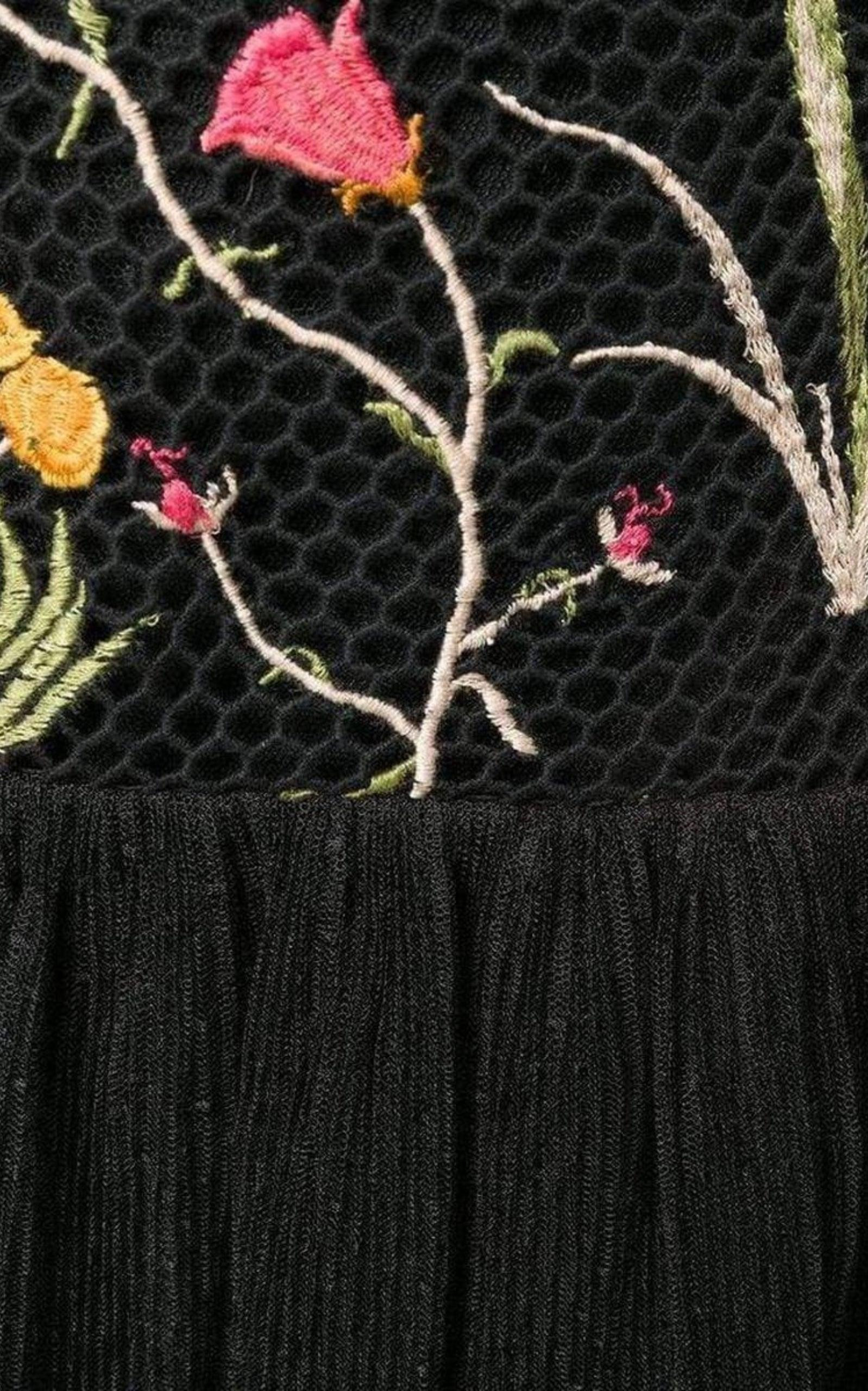 Embroidered Flower Lace Dress - 5