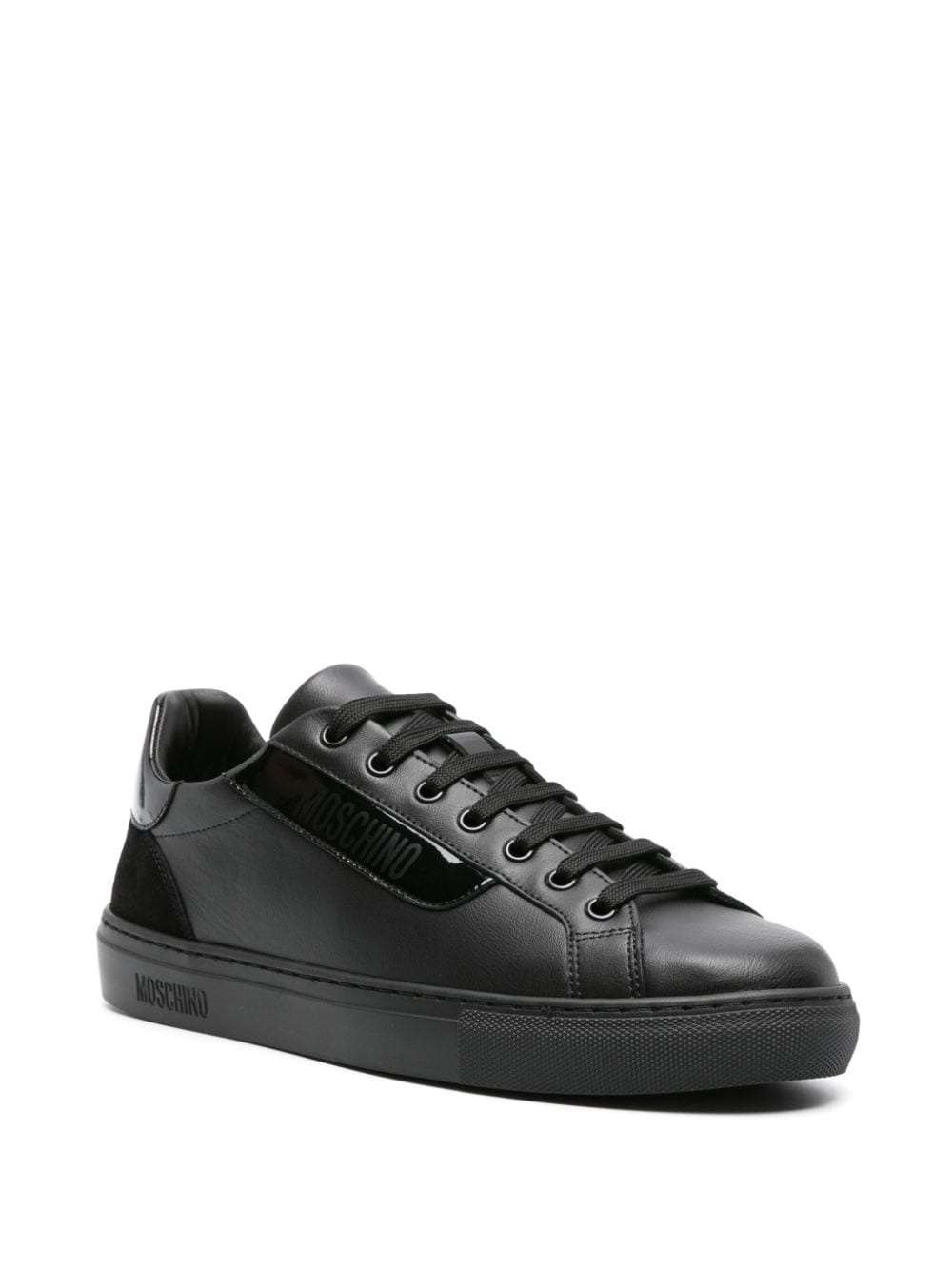 logo-print leather sneakers - 2