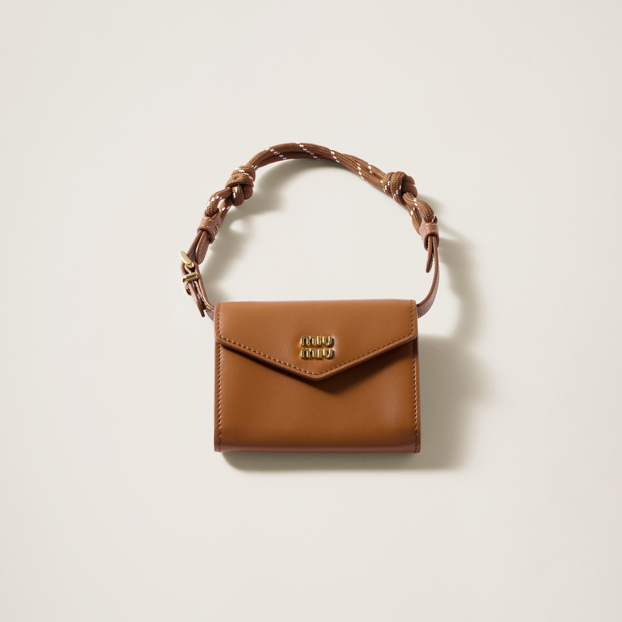 ★MIUMIU LEATHER SHOULDER WALLET レザー ショルダー財布 Black/baltic Blue Leather Shoulder Wallet | Miu Miu