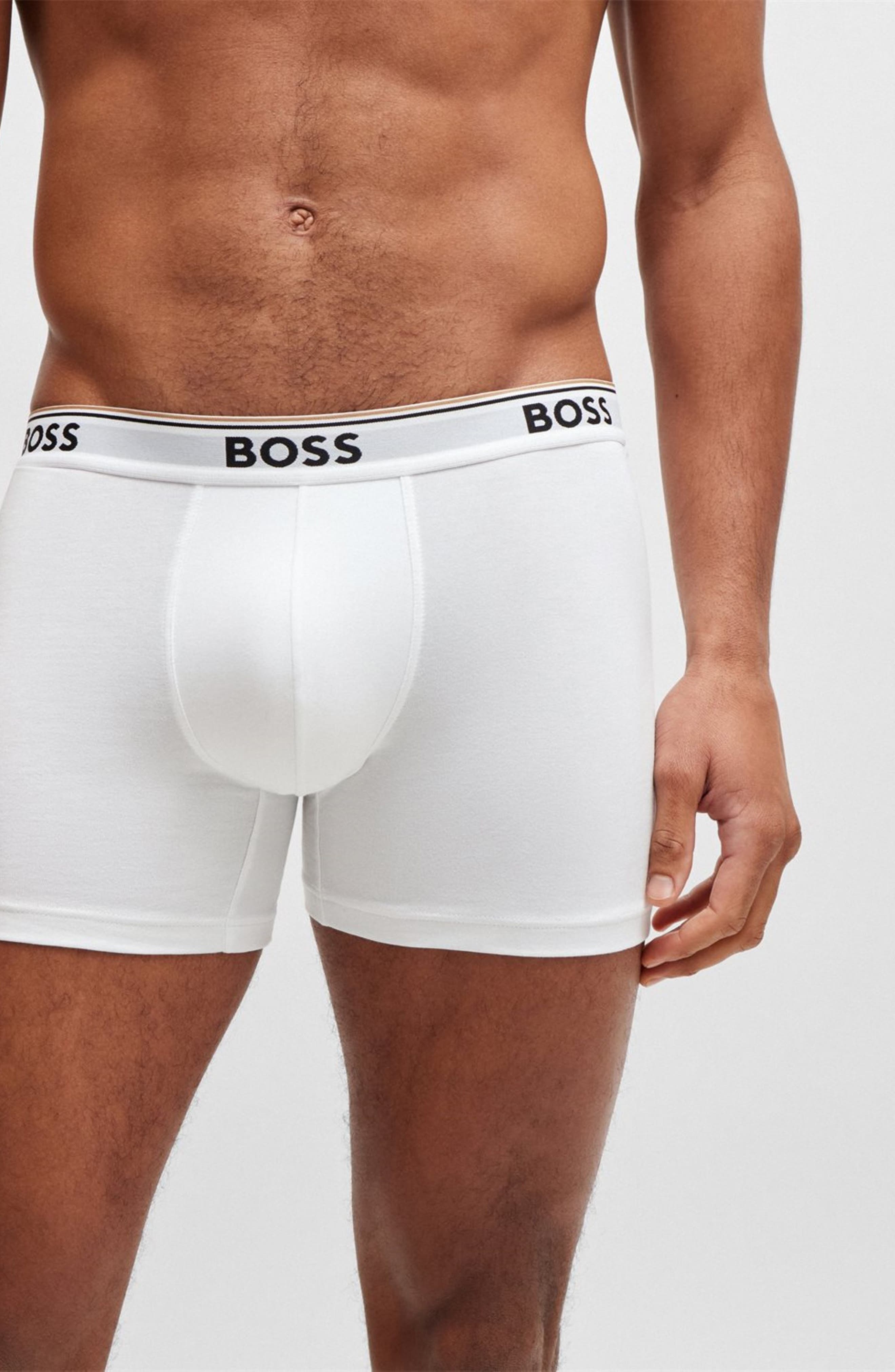 BOSS 3-Pack Power Stretch Cotton Boxer Briefs in White at Nordstrom - 3