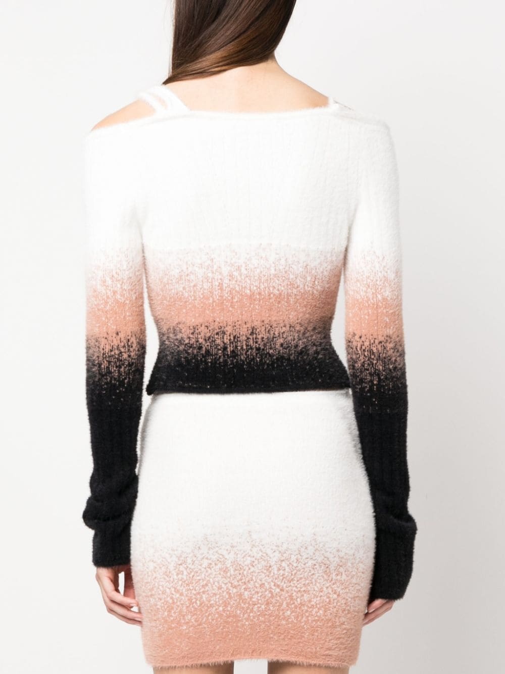 gradiebt-effect off-shoulder knitted jumper - 4