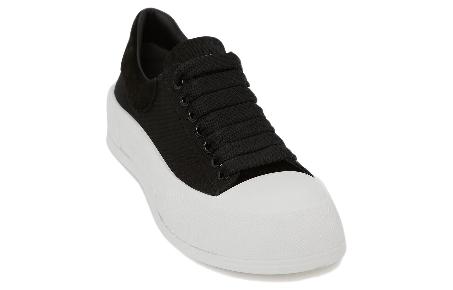 Alexander McQueen Deck Plimsoll Lace-Up Trainers 'Black White' 707680W4MV71070 - 3