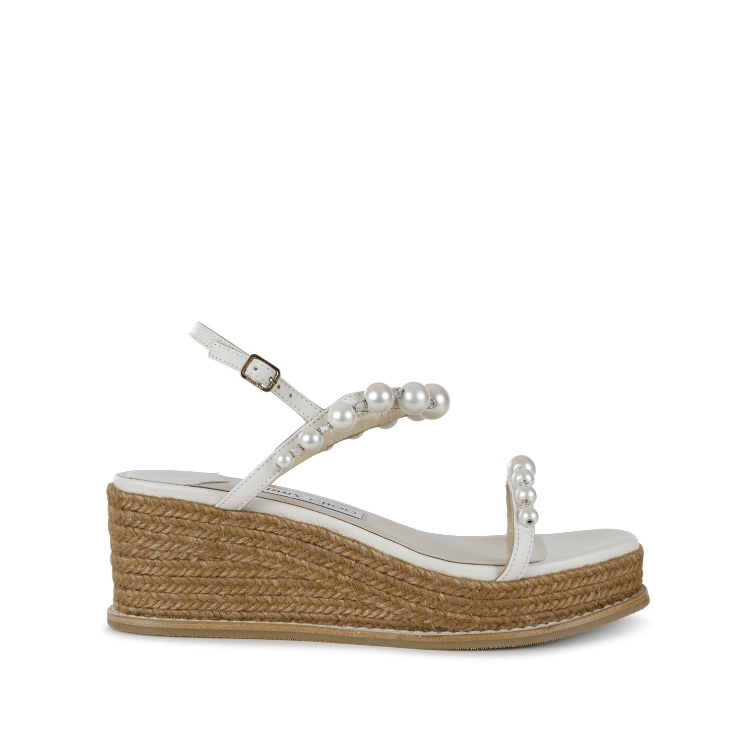 WHITE LEATHER AND BEIGE RAFFIA AMATUUS SANDALS - 1