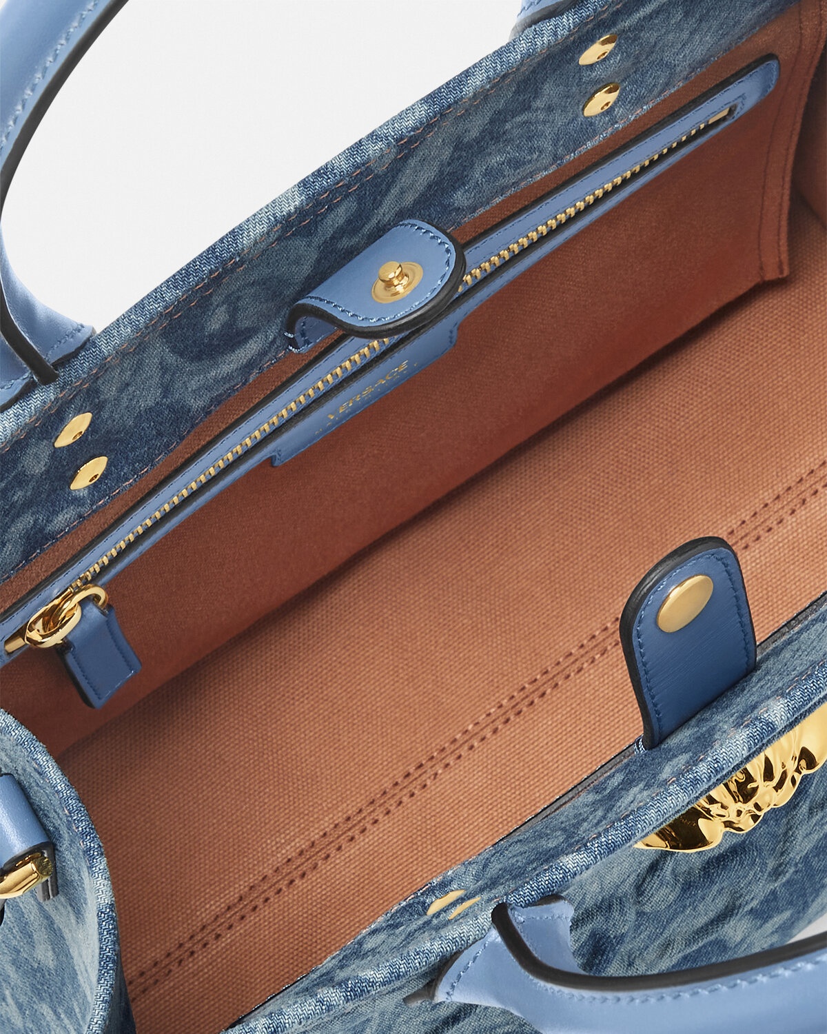 Barocco La Medusa Denim Small Tote Bag - 3