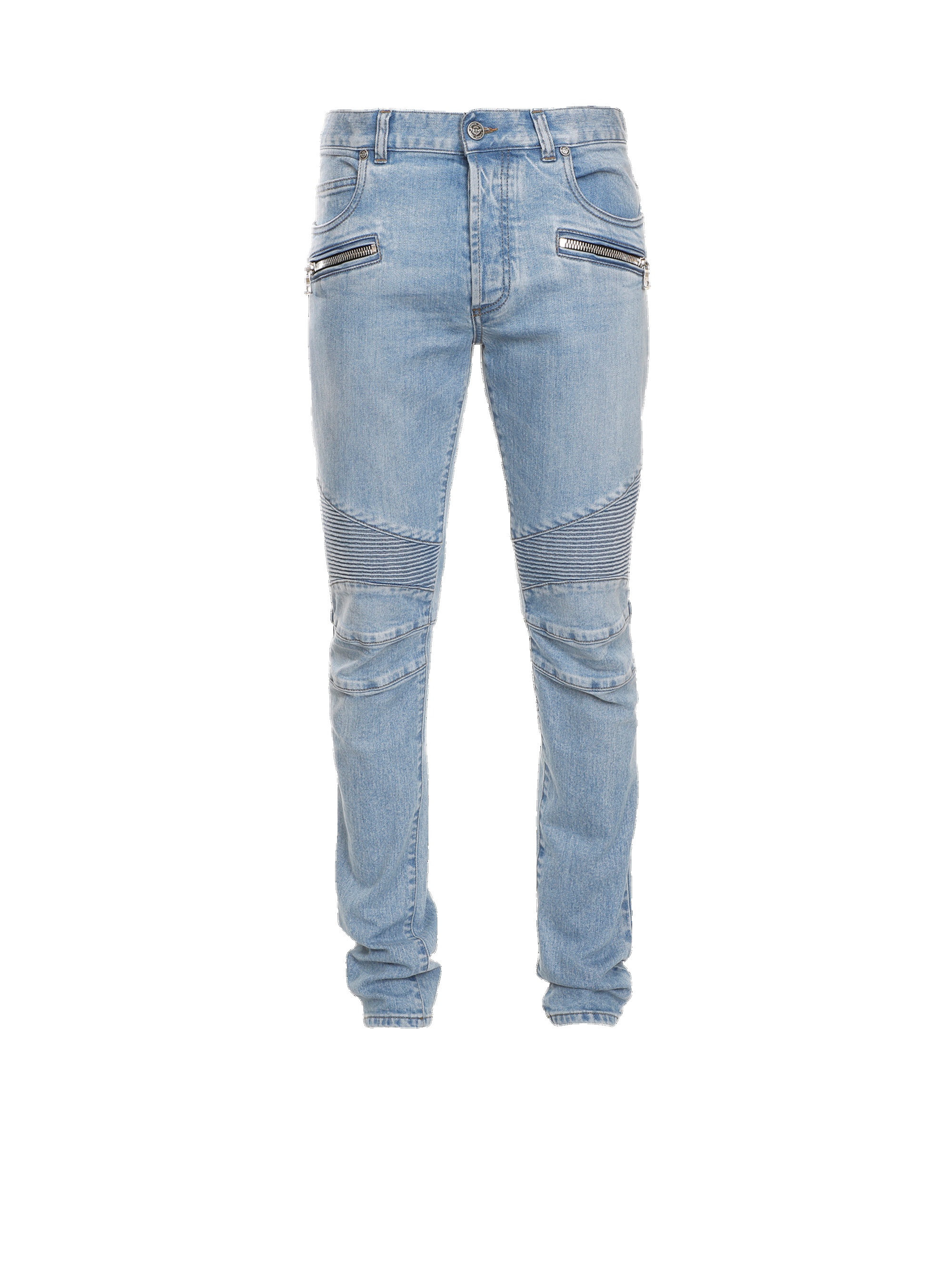 Slim cotton jeans with Balmain monogram - 1