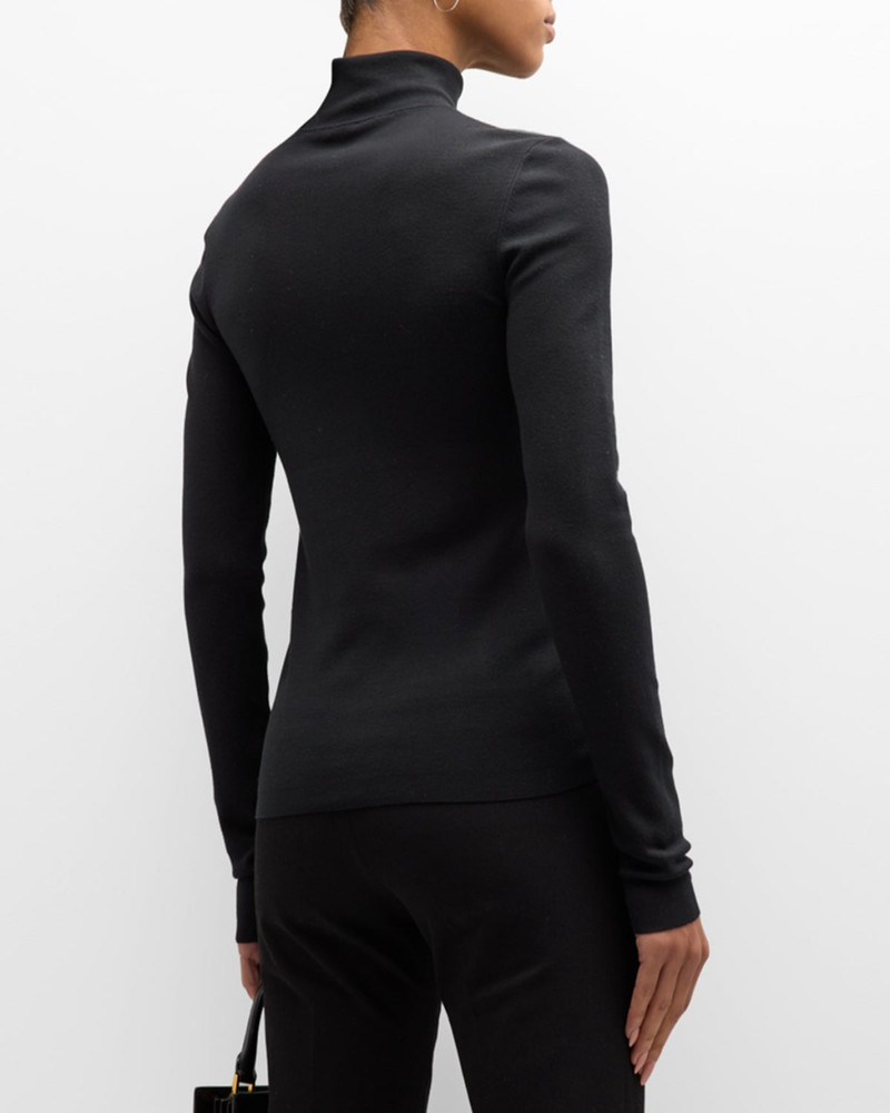 Long-Sleeve Stretch Silk Turtleneck Pullover 3
