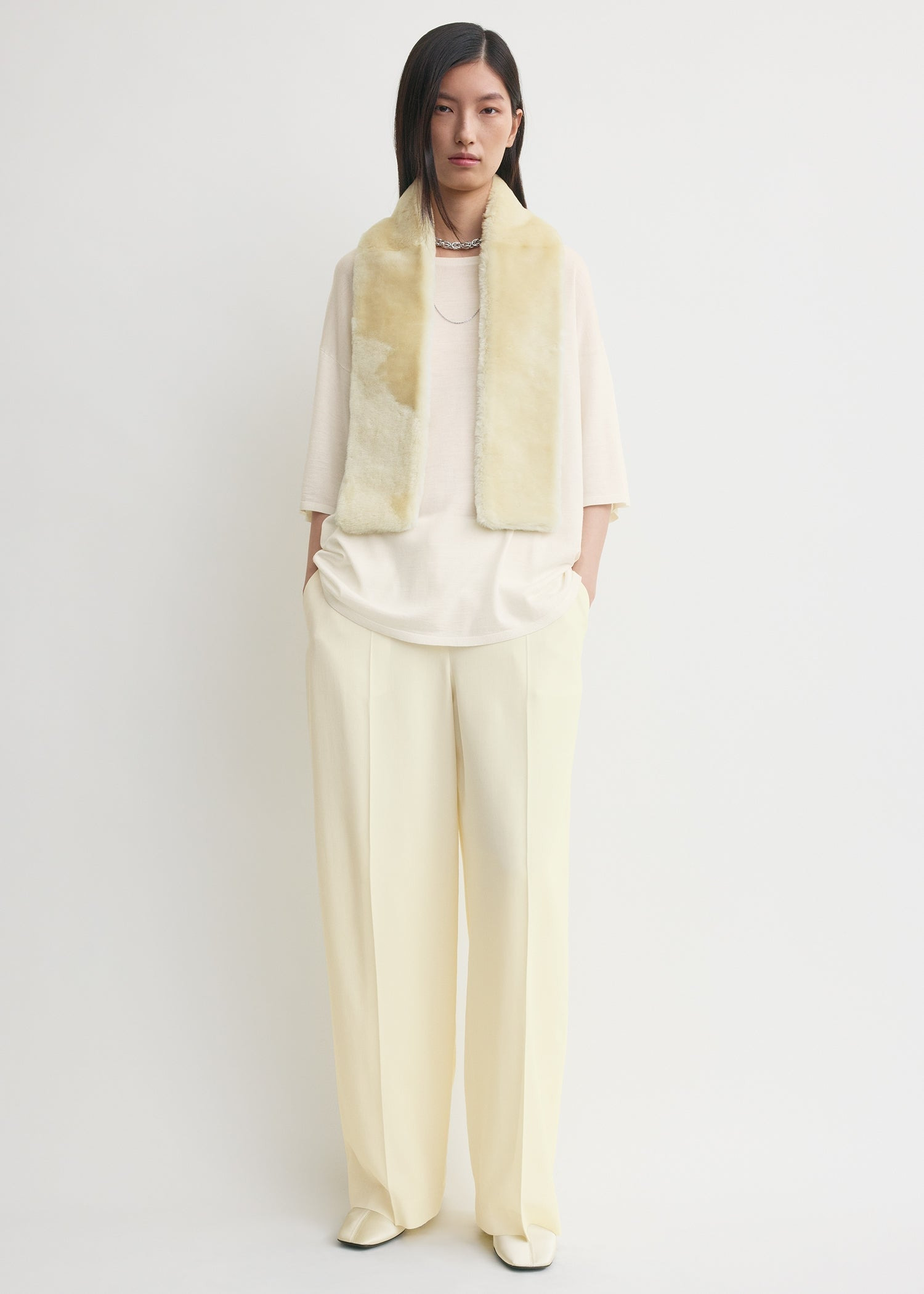 Shearling tuxedo scarf ecru - 2