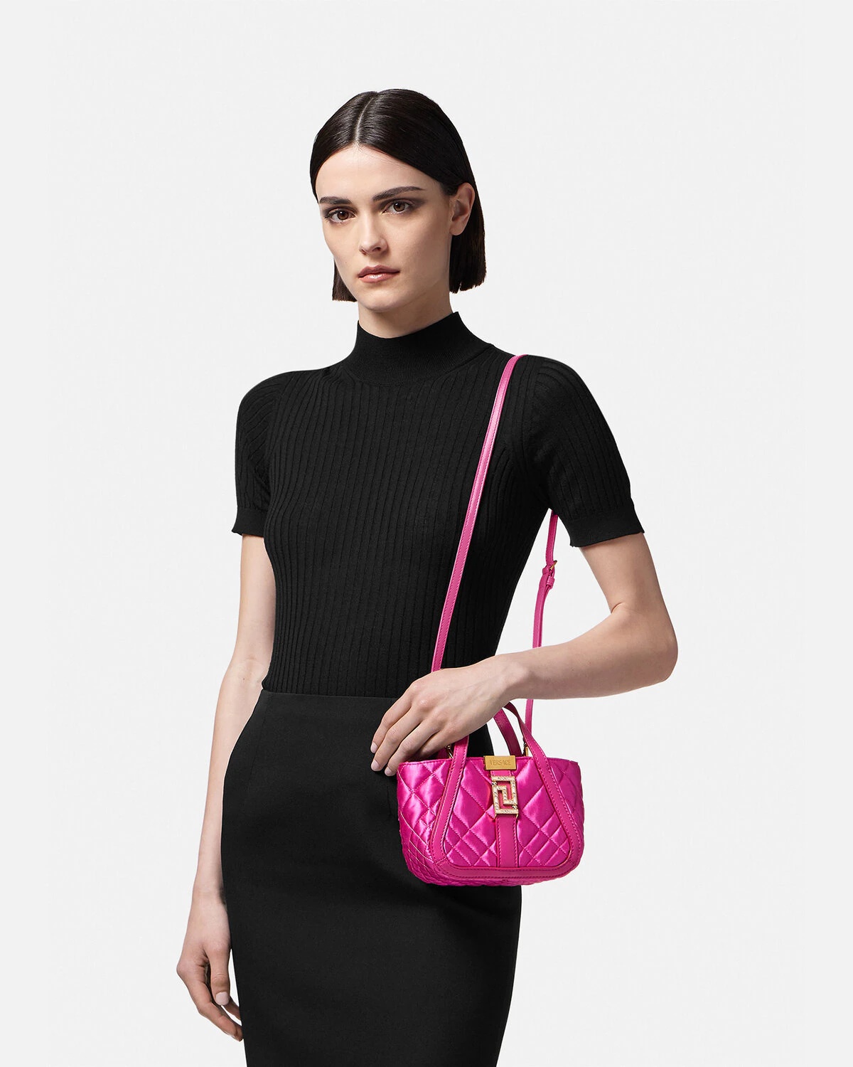 Crystal Greca Goddess Satin Mini Bag - 7