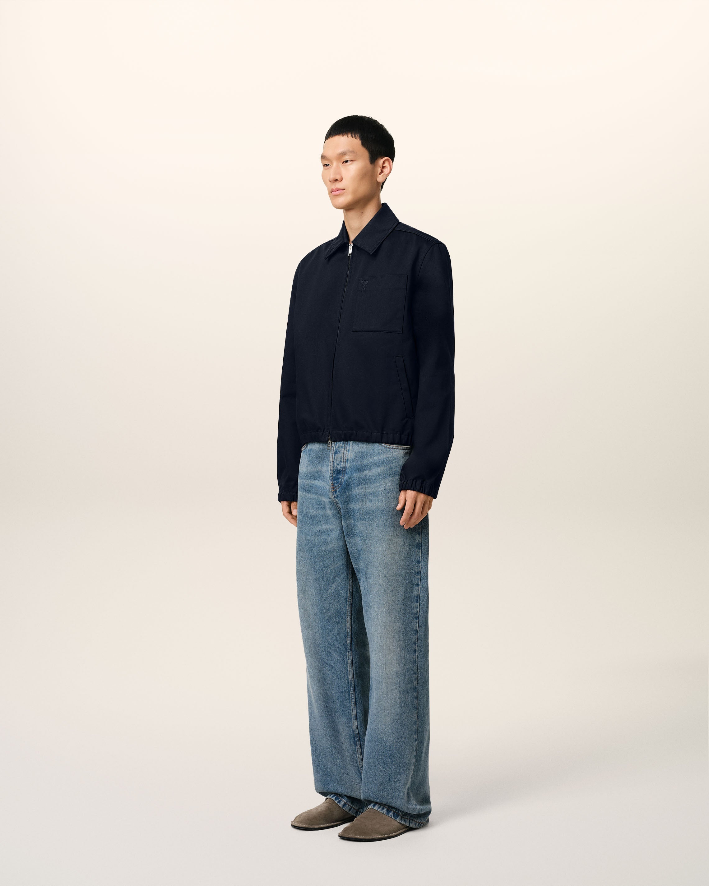 NAVY COTTON AMI DE COEUR ZIPPED JACKET - 6