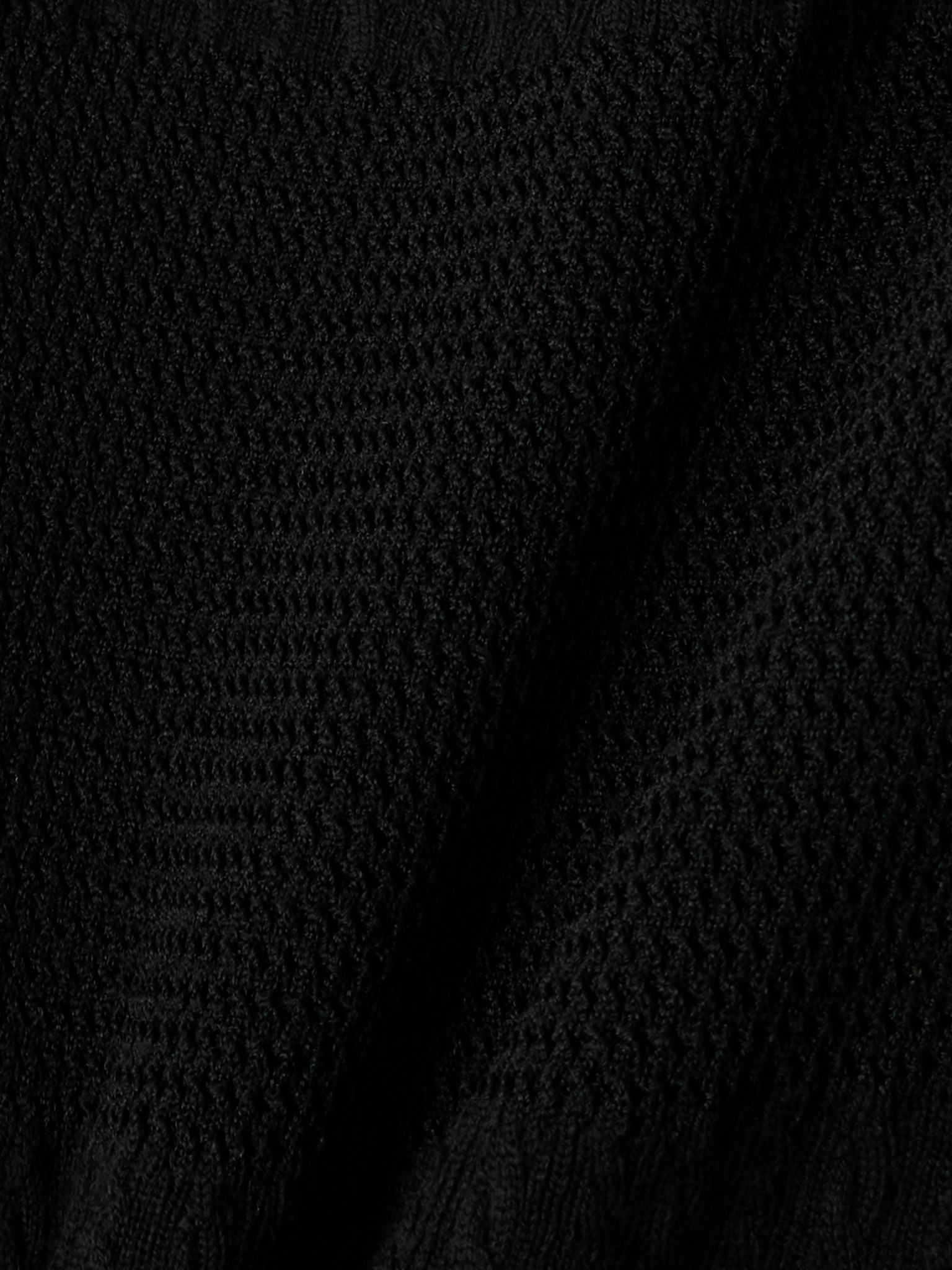 Embellished ruffled cable-knit wool-blend mini dress Black - 4
