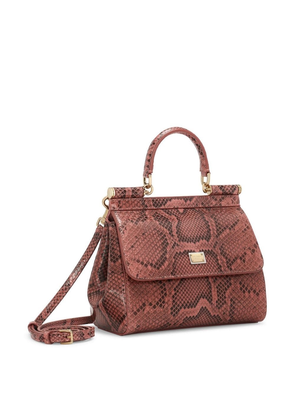logo-plaque snakeskin tote bag - 4